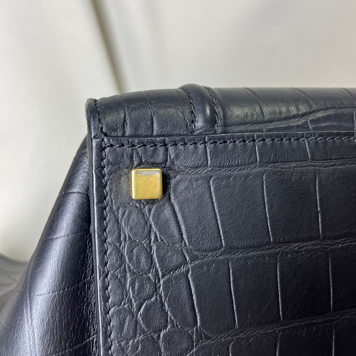 Celine Phantom Luggage Tote Bag Crocodile Embossed-Leather Black