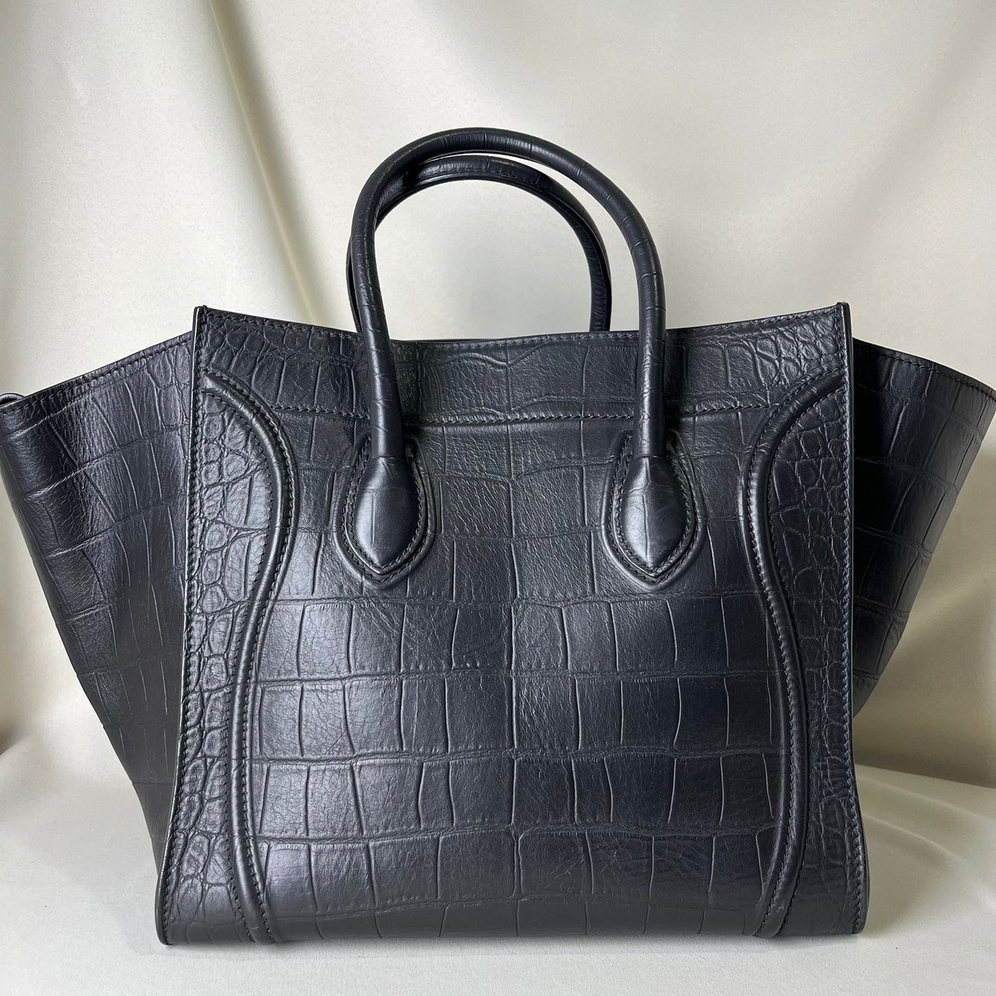 Celine Phantom Luggage Tote Bag Crocodile Embossed-Leather Black