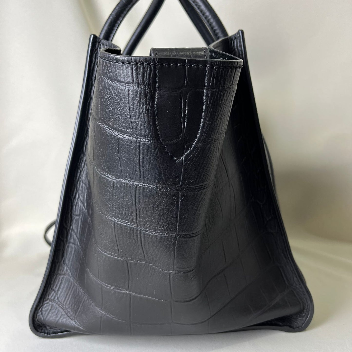 Celine Phantom Luggage Tote Bag Crocodile Embossed-Leather Black