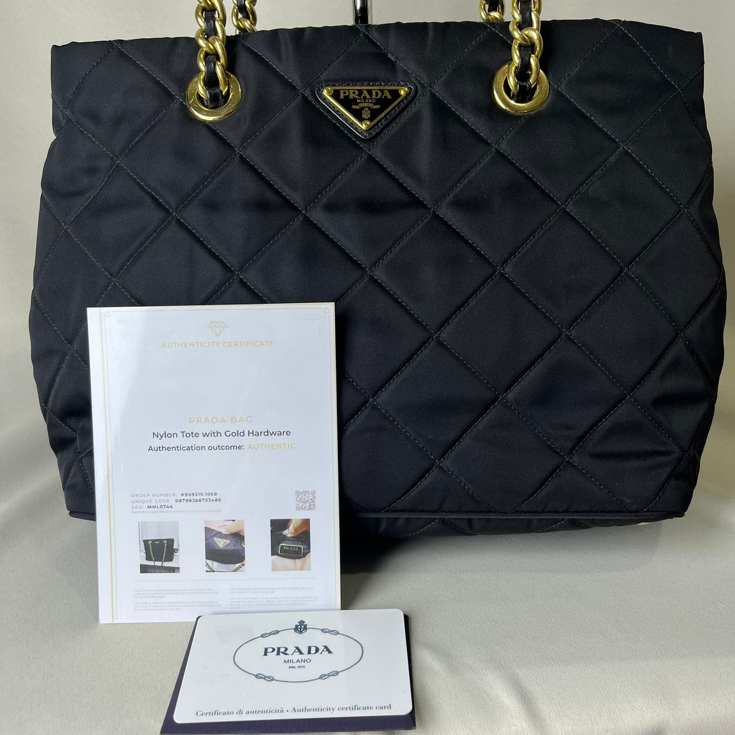 Prada Nylon Tote with Gold Hardware