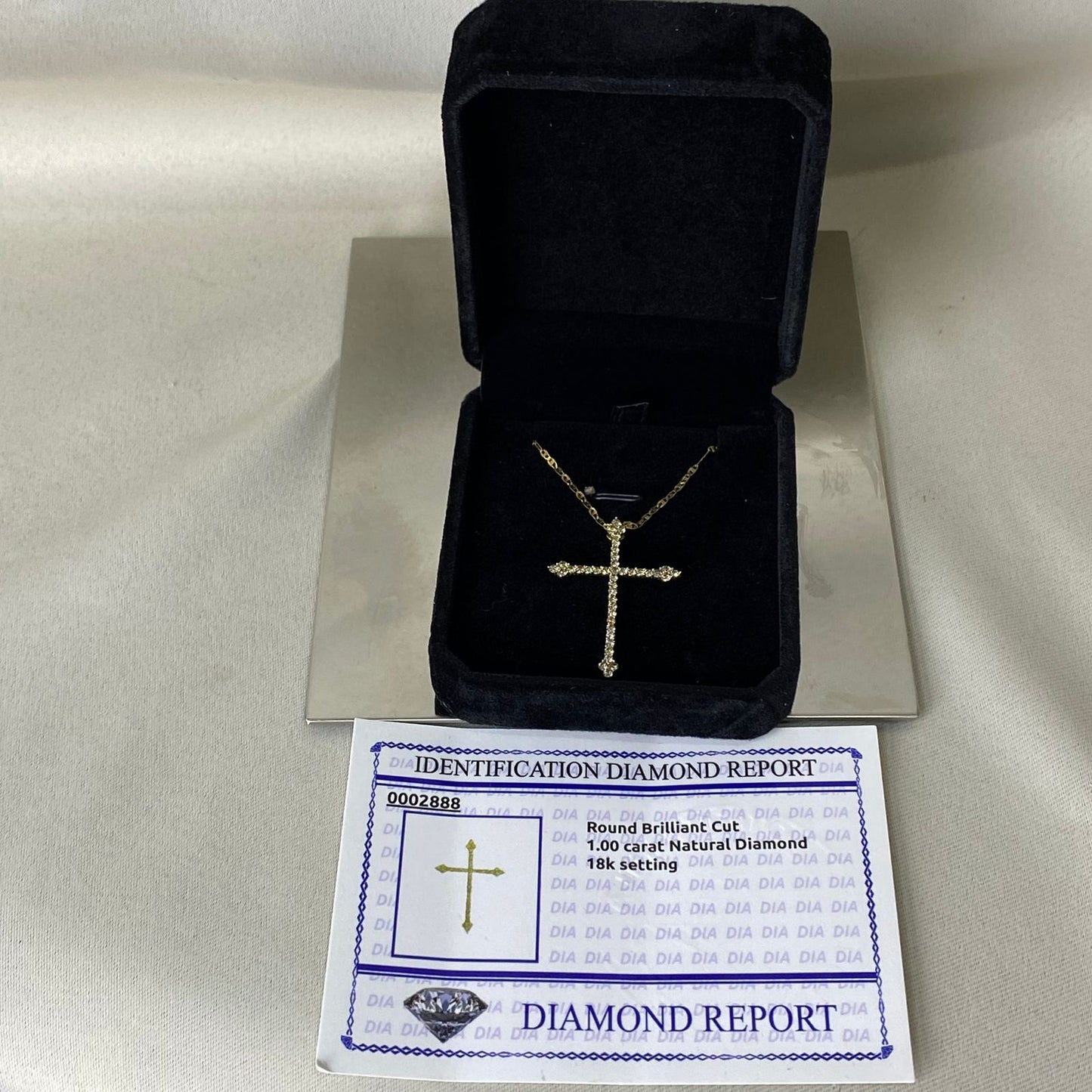 1 Carat Cross Necklace 1.00 Carat Natural Diamond 18k setting