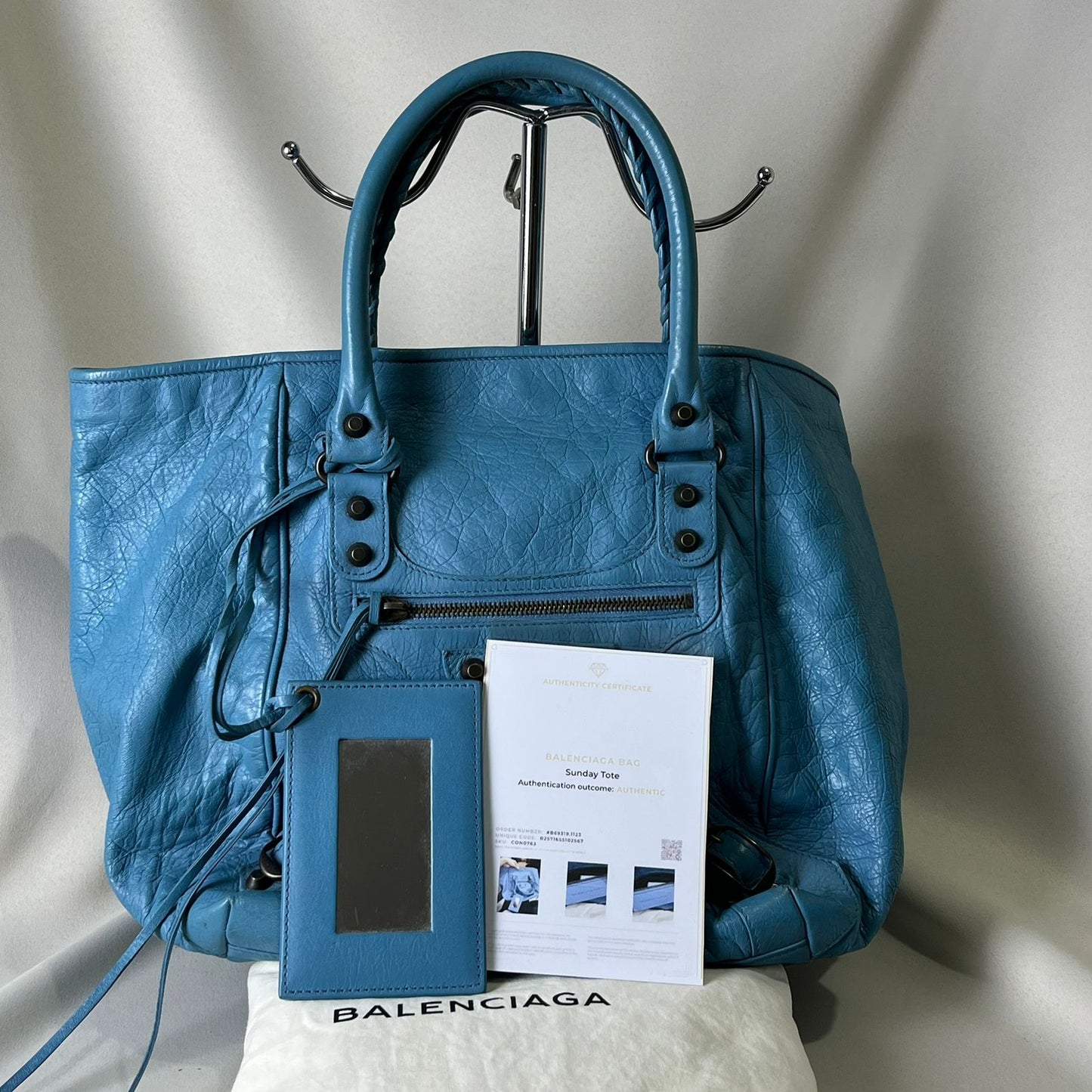 Balenciaga City Moto Sunday Tote Teal