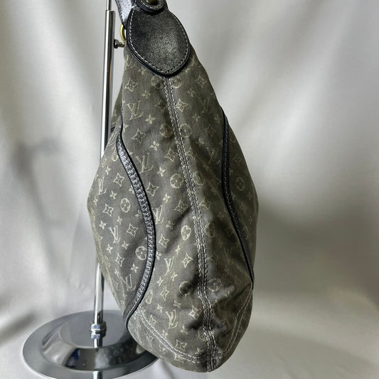Louis Vuitton	Mini Lin Manon MM Grey Metallic Leather Trim