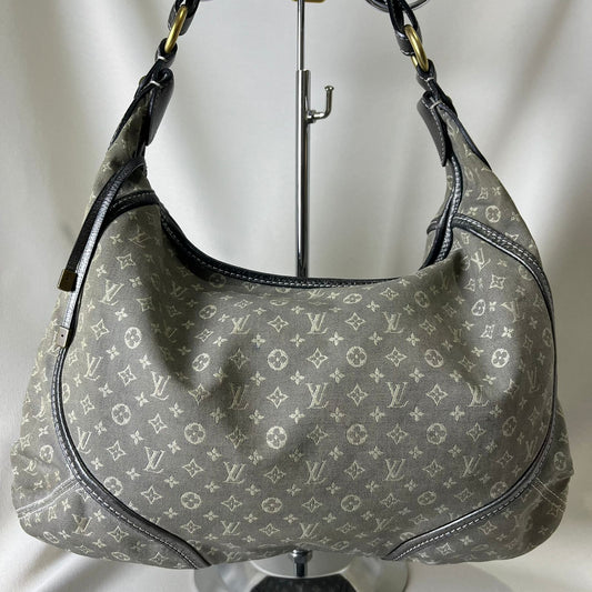 Louis Vuitton	Mini Lin Manon MM Grey Metallic Leather Trim