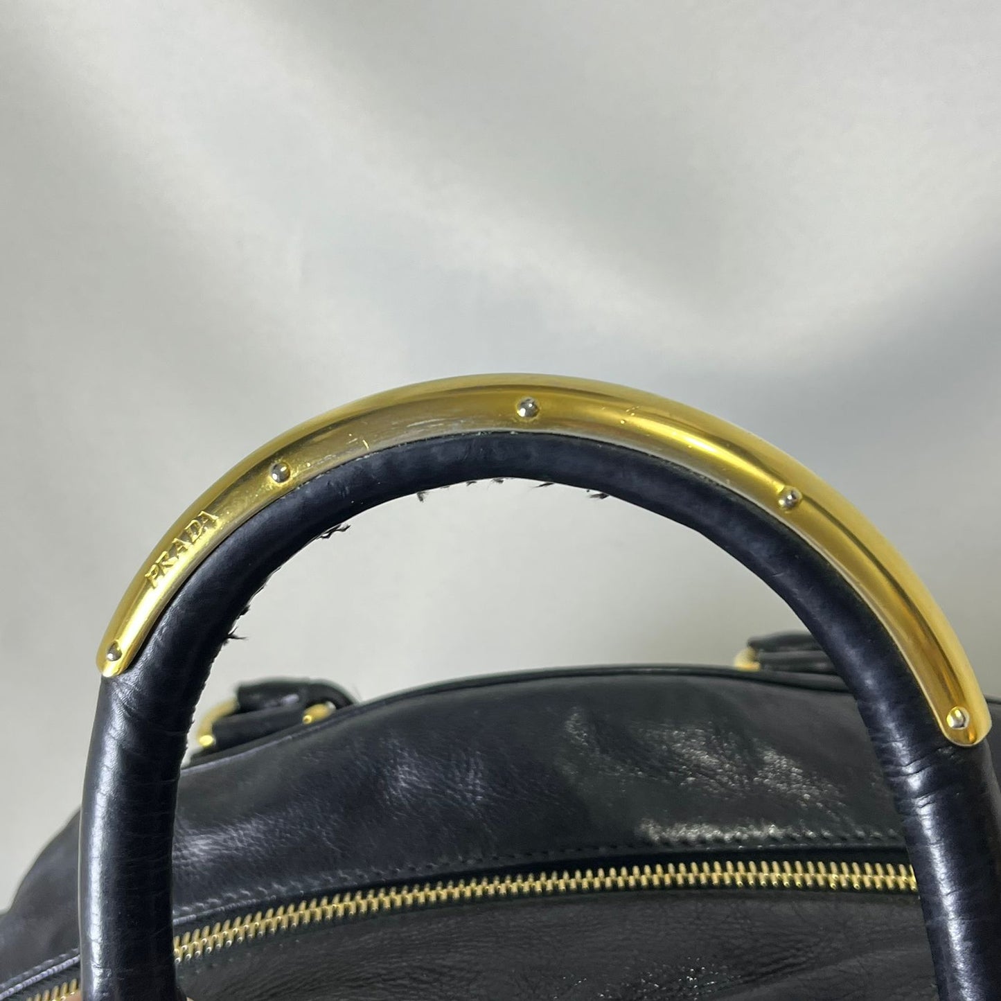 Prada 2-way with Gold Top Handle Black