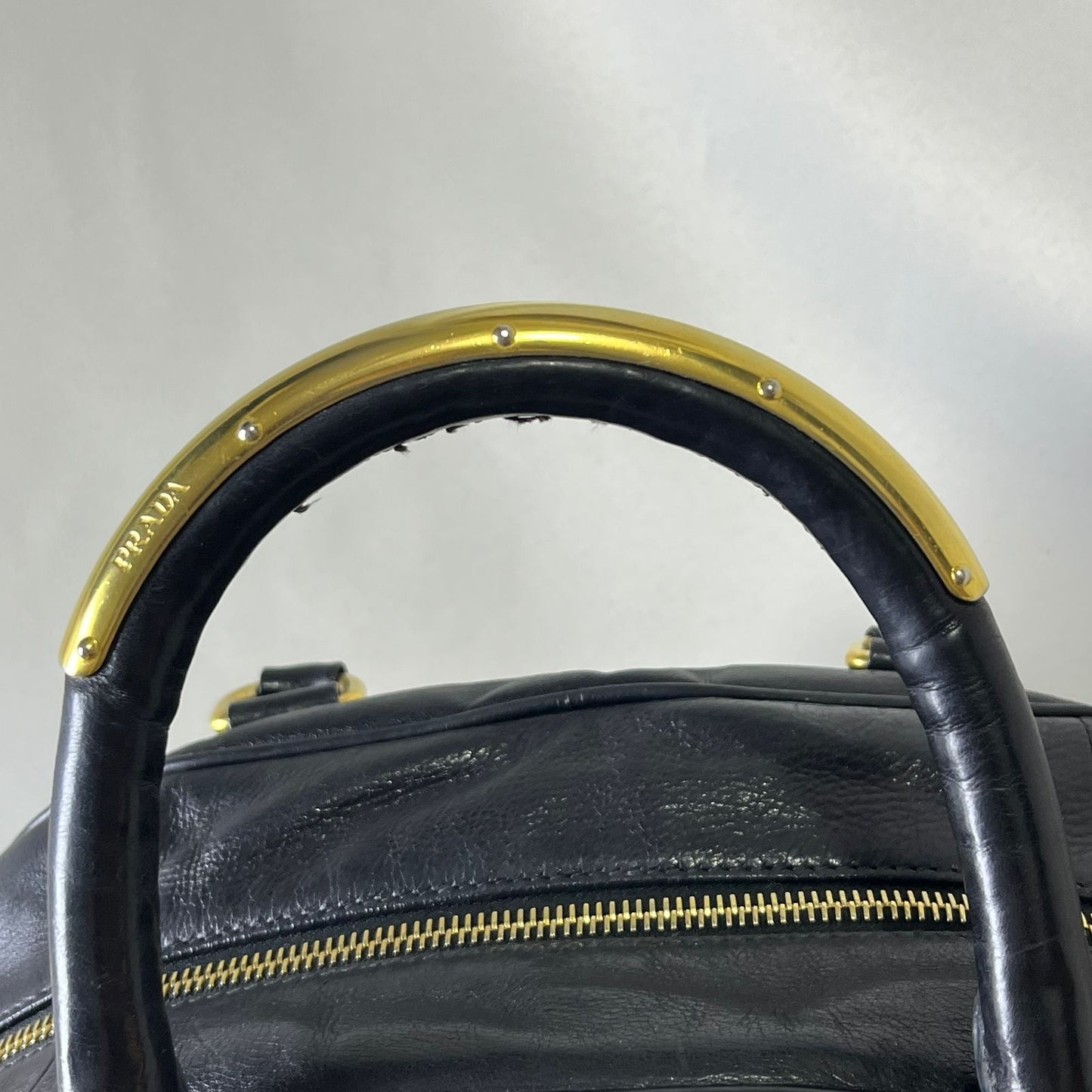 Prada 2-way with Gold Top Handle Black