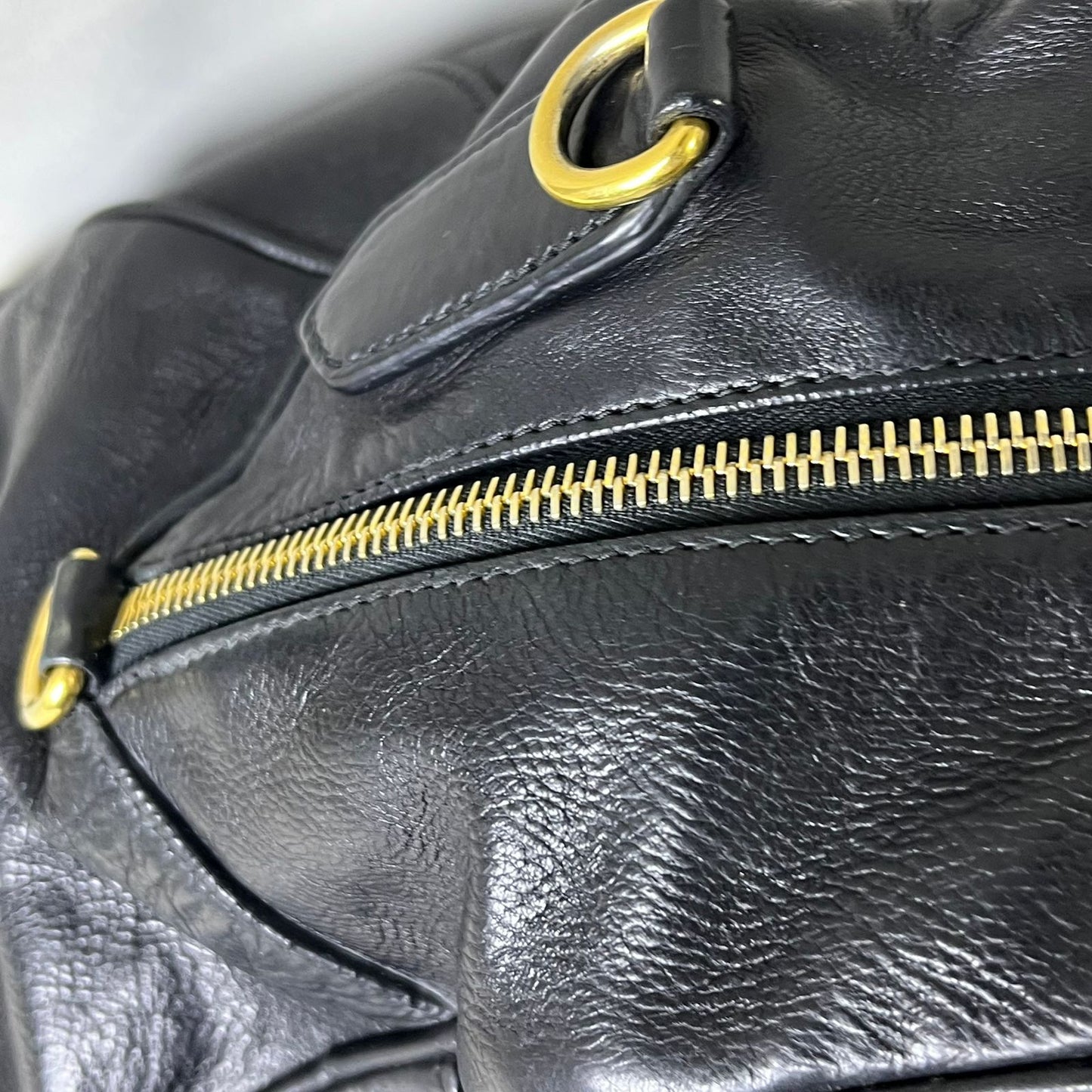 Prada 2-way with Gold Top Handle Black