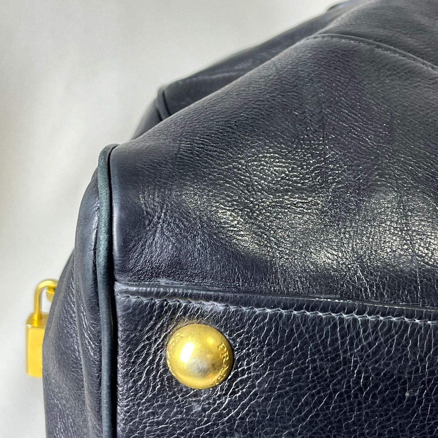 Prada 2-way with Gold Top Handle Black
