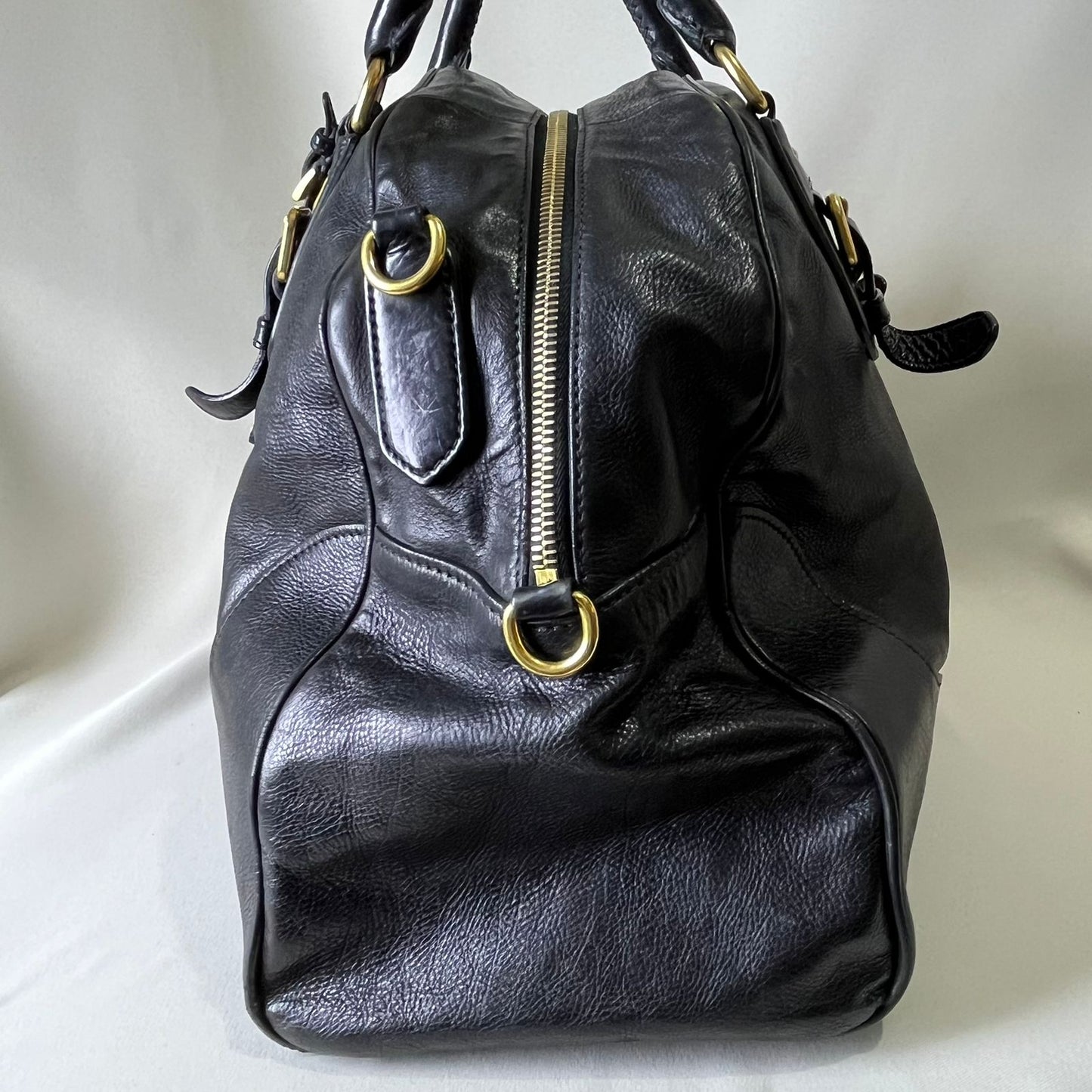 Prada 2-way with Gold Top Handle Black