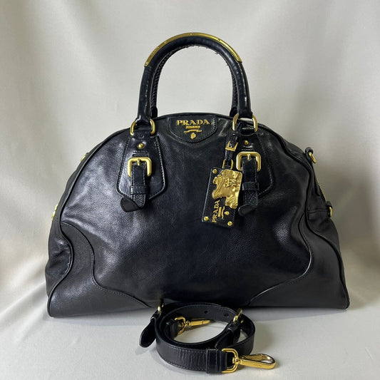 Prada 2-way with Gold Top Handle Black