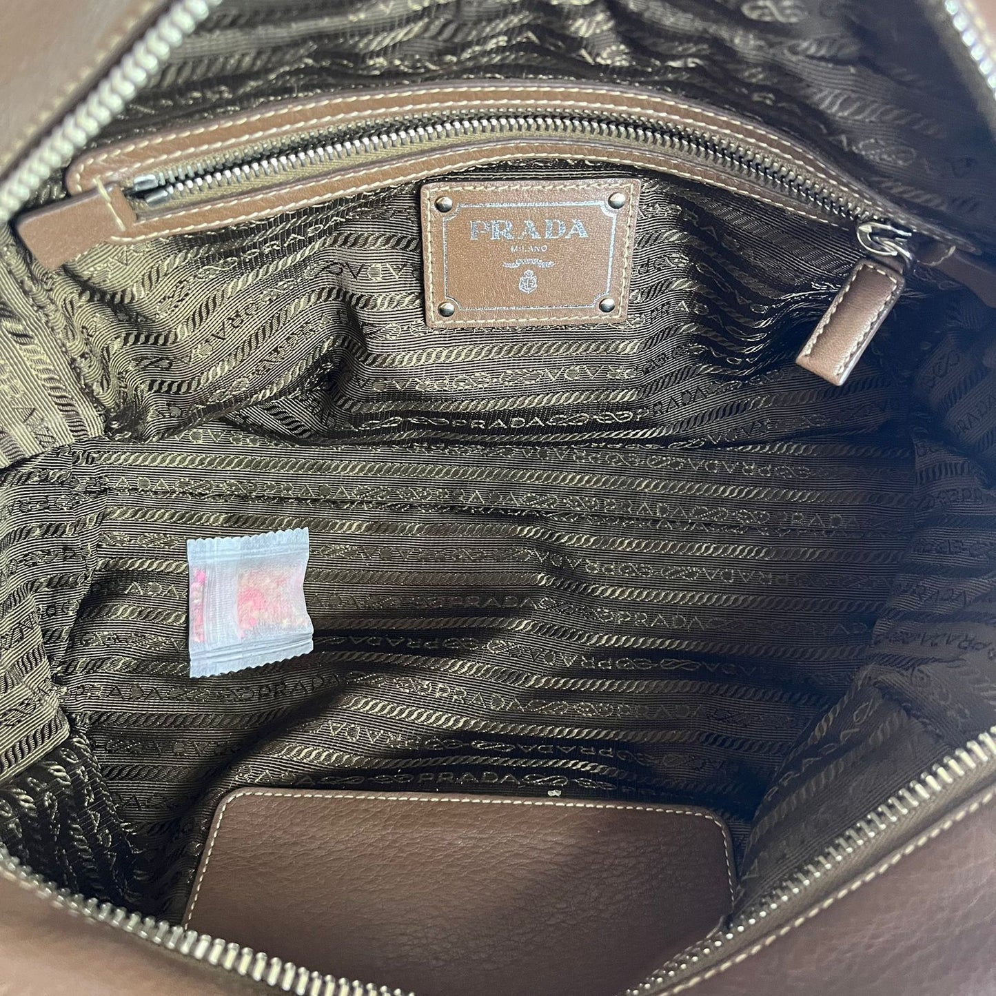 Prada Vitello Daino Bauletto Dark Brown