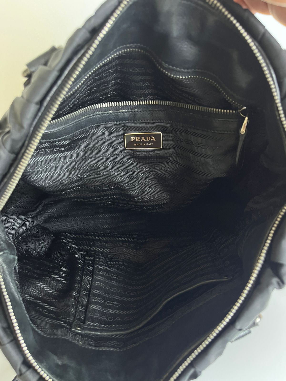 Prada Tessuto Nylon Braided Handle Black