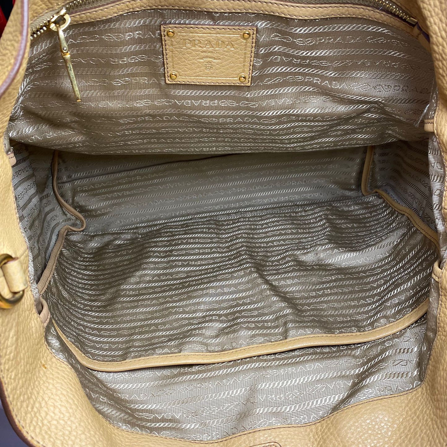 Prada Vitello Daino Beige 2 Way Bag GHW