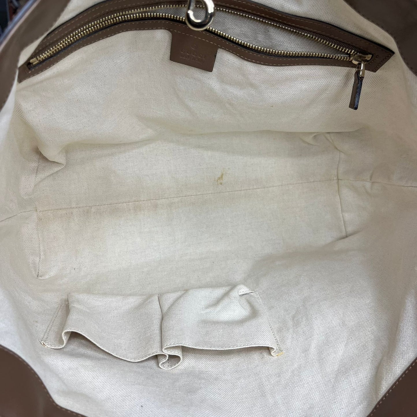 Gucci Supreme Tote Bag Brown Trims