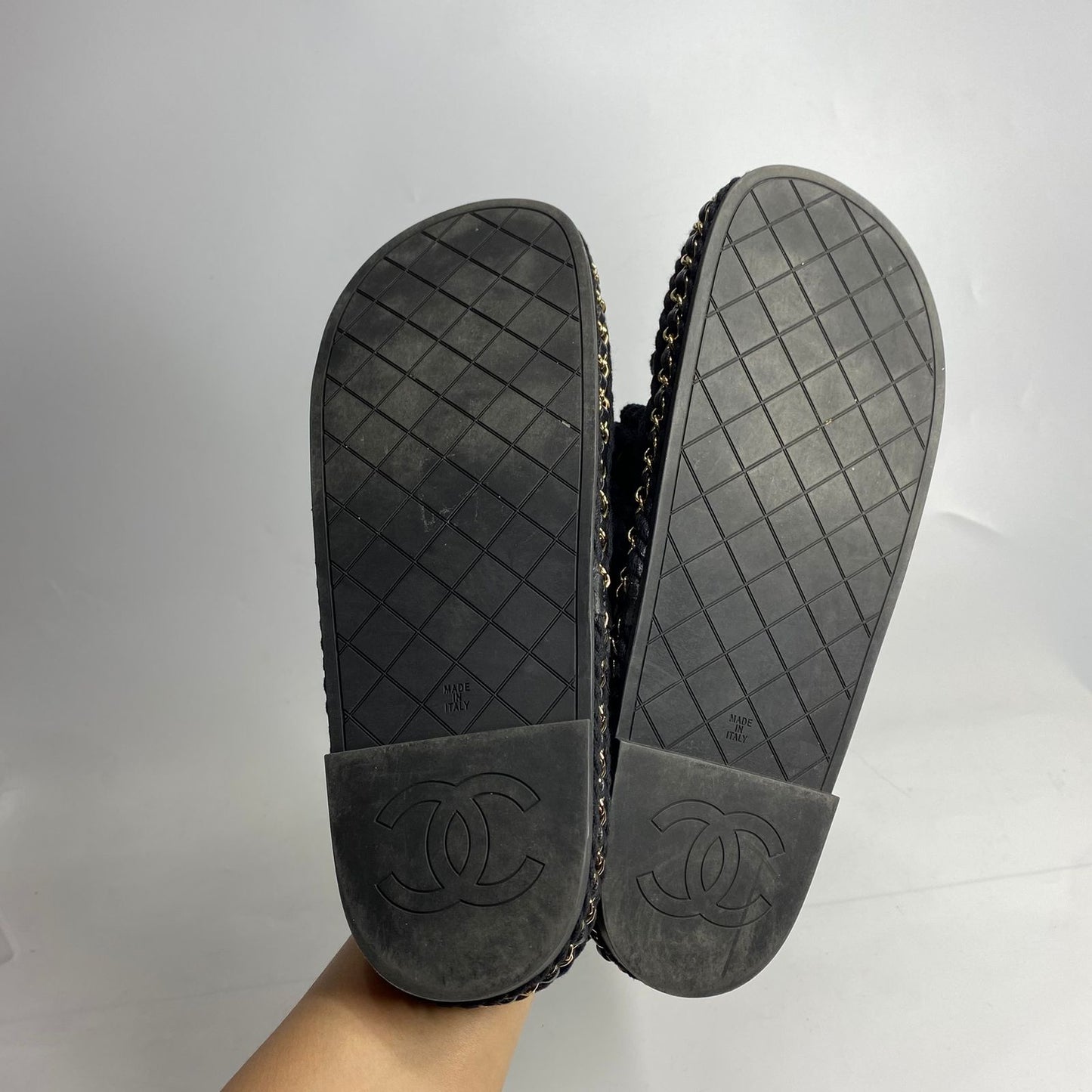 Chanel Black Rope Quilted Sandals Size 40