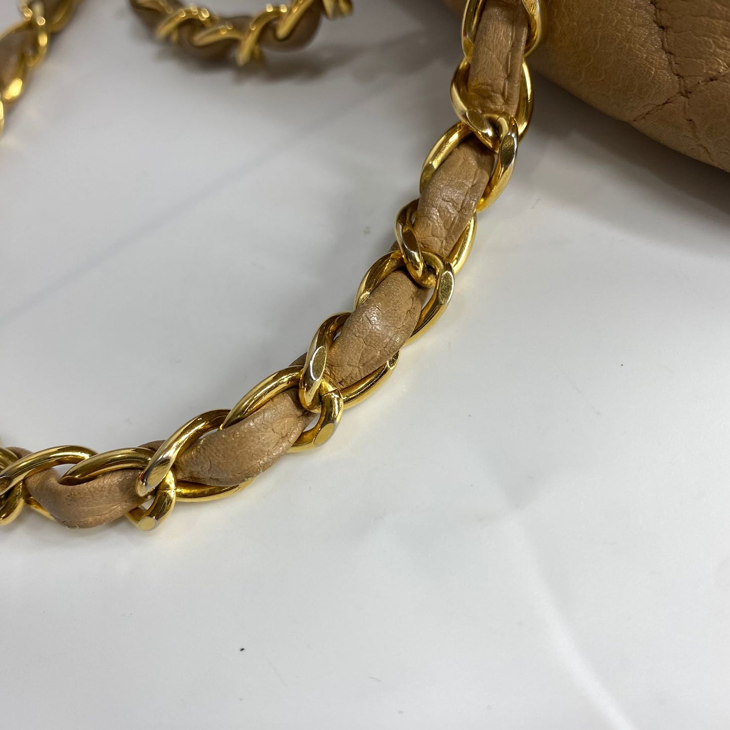 Chanel Vintage Quilted Caviar Tote Beige GHW