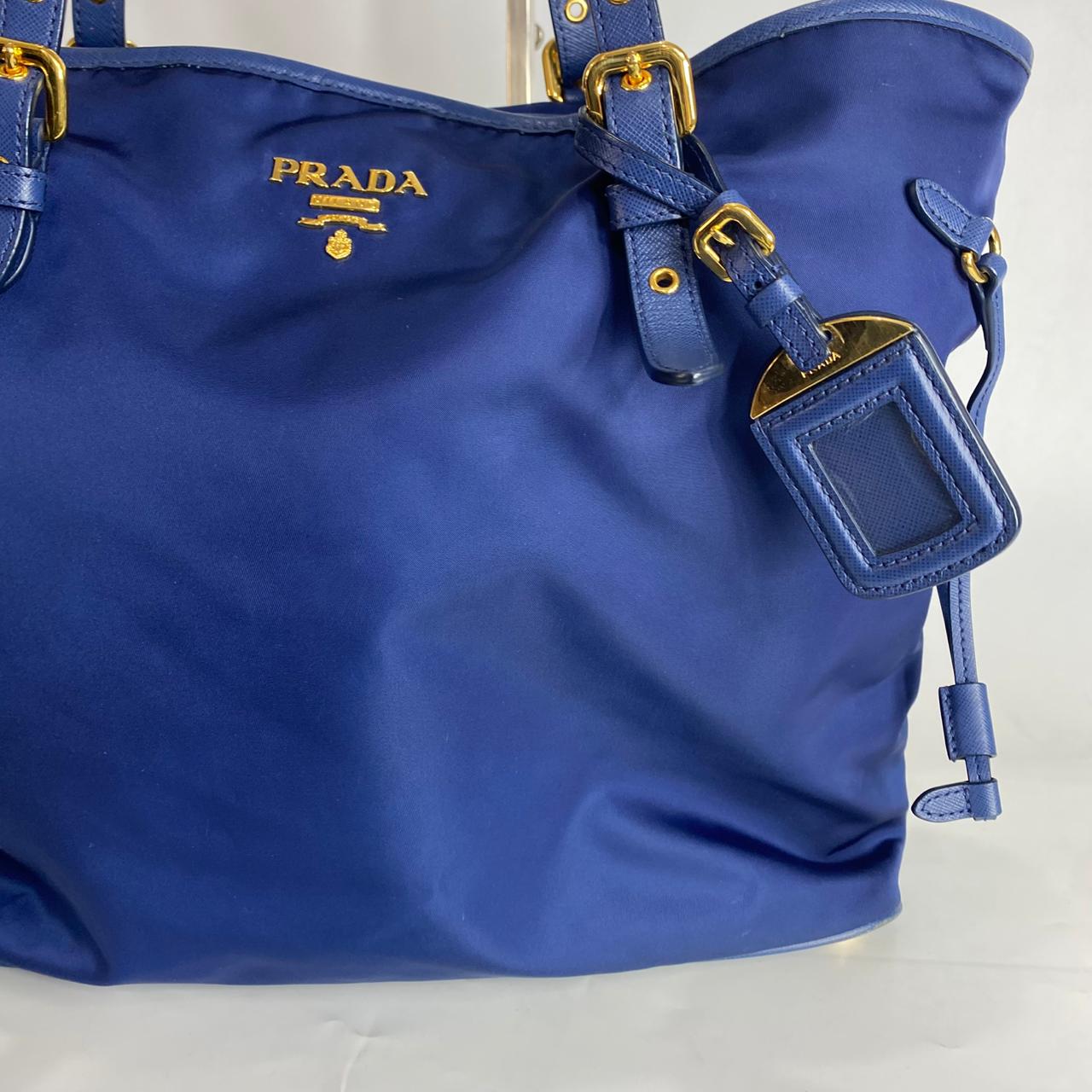 Prada Tessuto Saffiano Tote Nylon Royal Blue