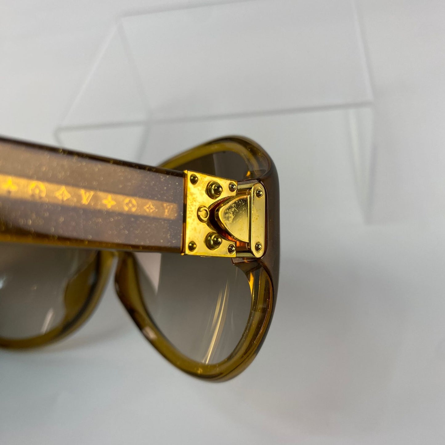 Louis Vuitton Gold Glitter Round Sunglasses