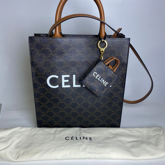 Celine Vertical Cabas Tote Brown Triomphe