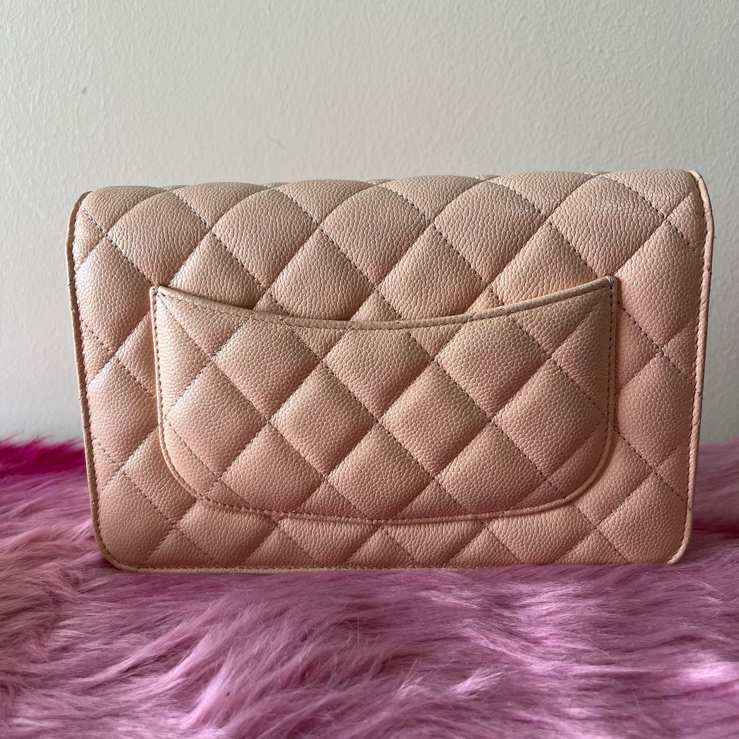 Chanel Classic Wallet On Chain Caviar Light Beige β 5"H x 7.5"L x 1.5"W