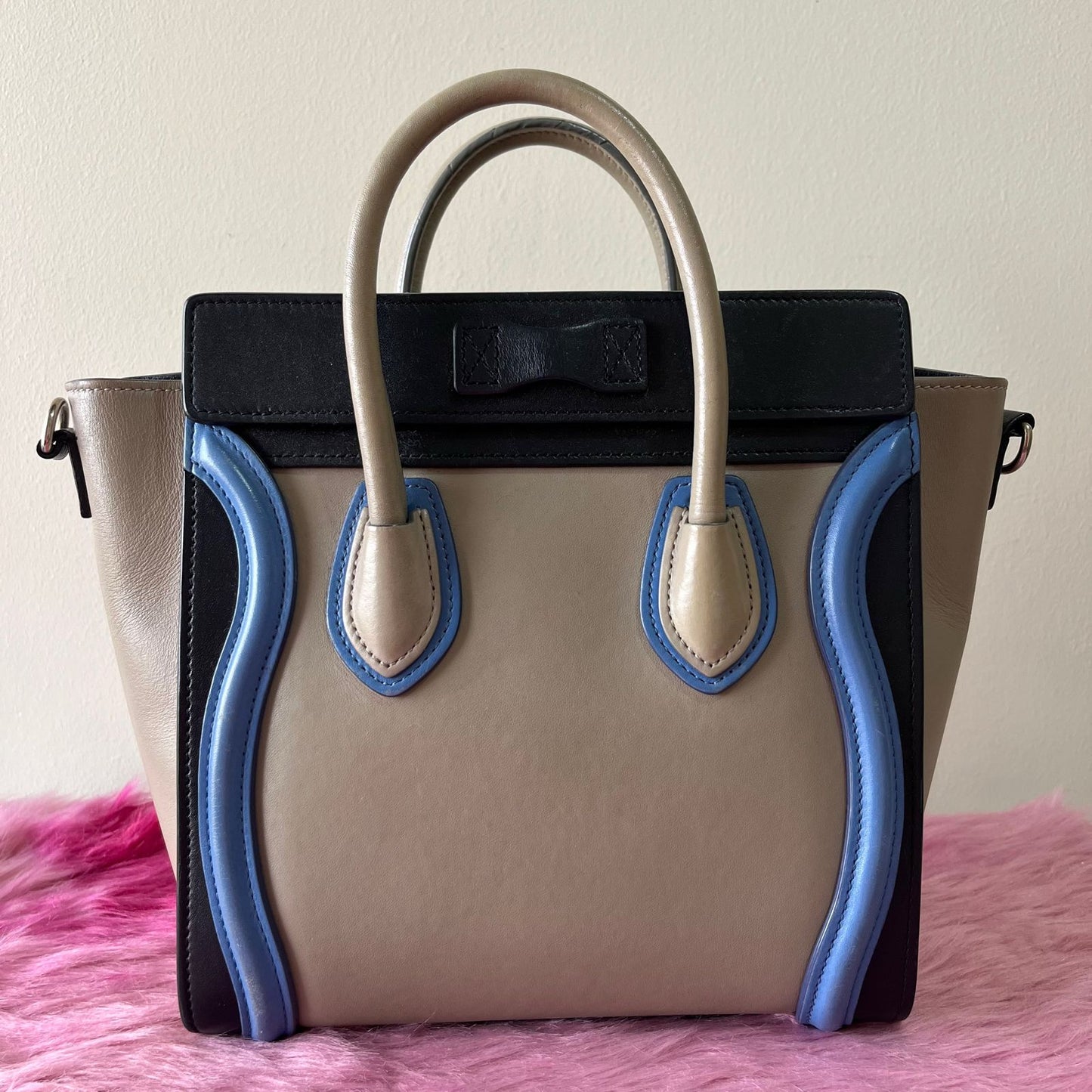 Celine Nano Luggage Tri-color Taupe β 8"H x 8"L x 4"W
