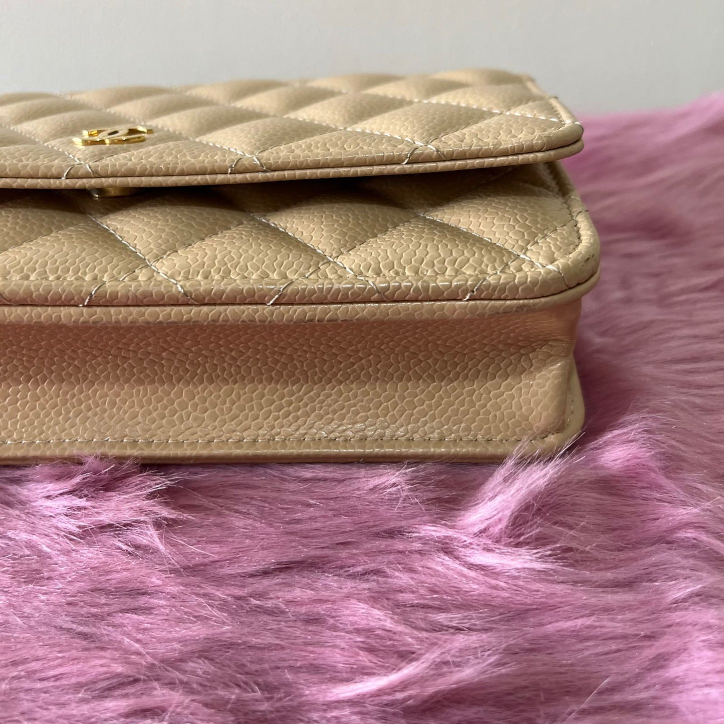 Chanel Classic Wallet On Chain Caviar Beige β 5"H x 7.5"L x 1.5"W