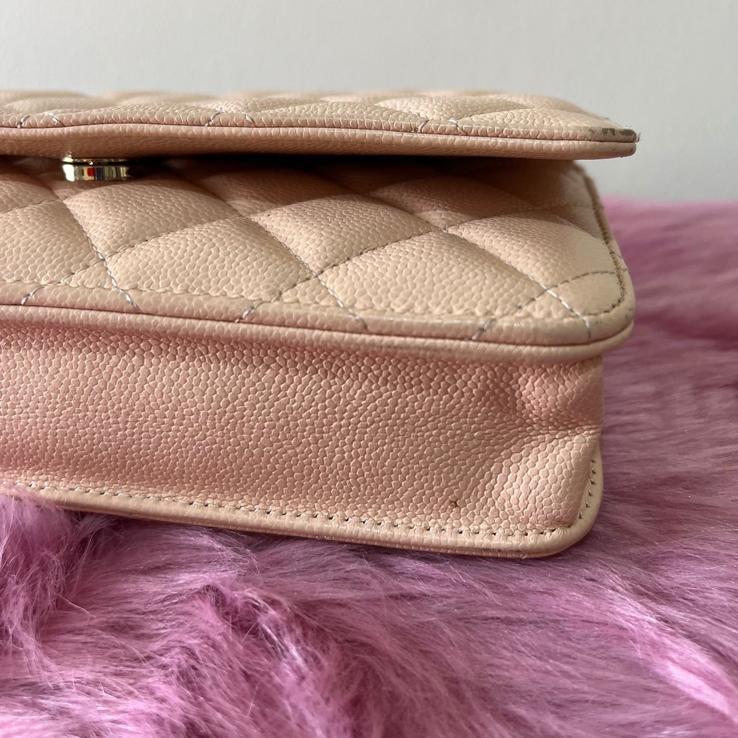 Chanel Classic Wallet On Chain Caviar Light Beige β 5"H x 7.5"L x 1.5"W