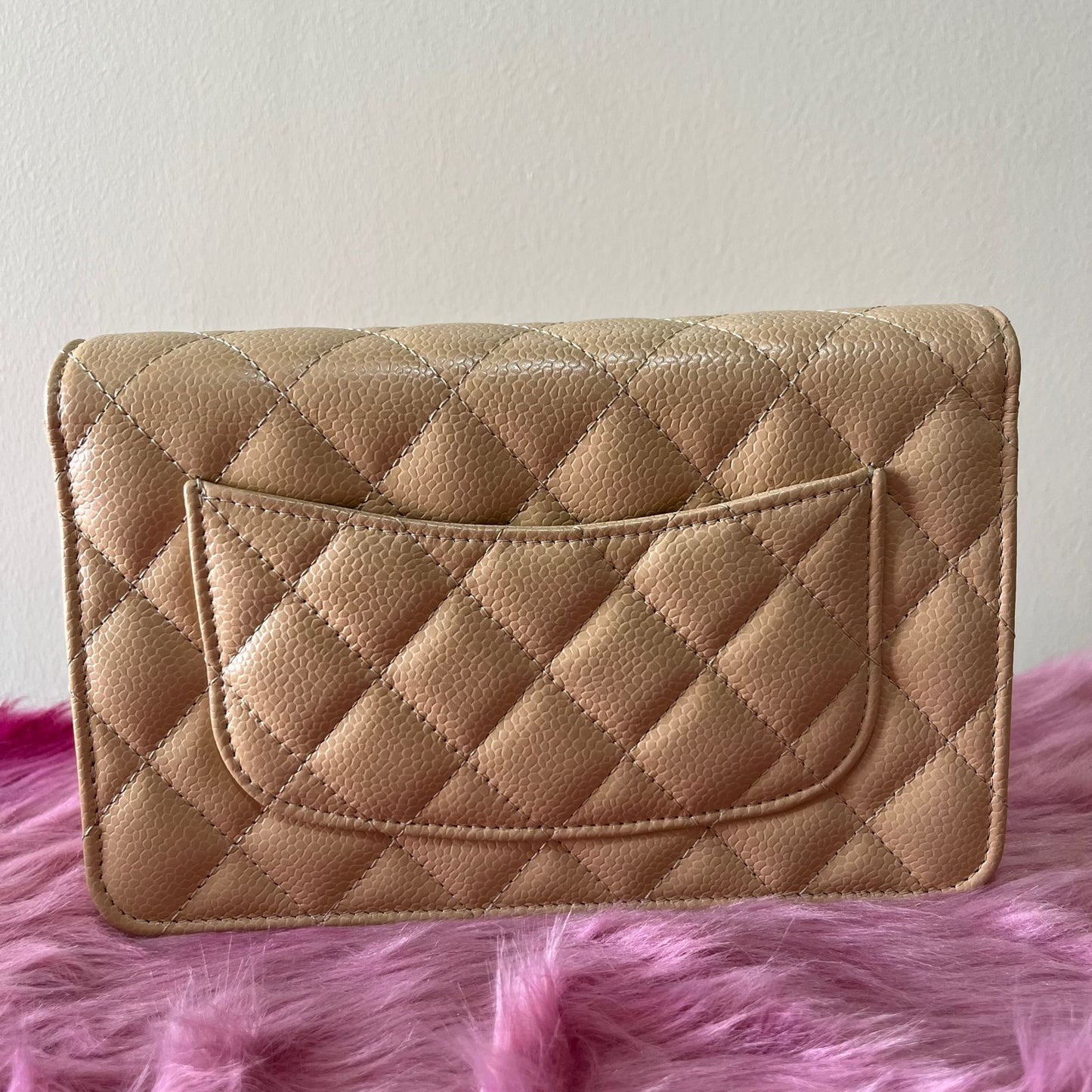 Chanel Classic Wallet On Chain Caviar Beige β 5"H x 7.5"L x 1.5"W