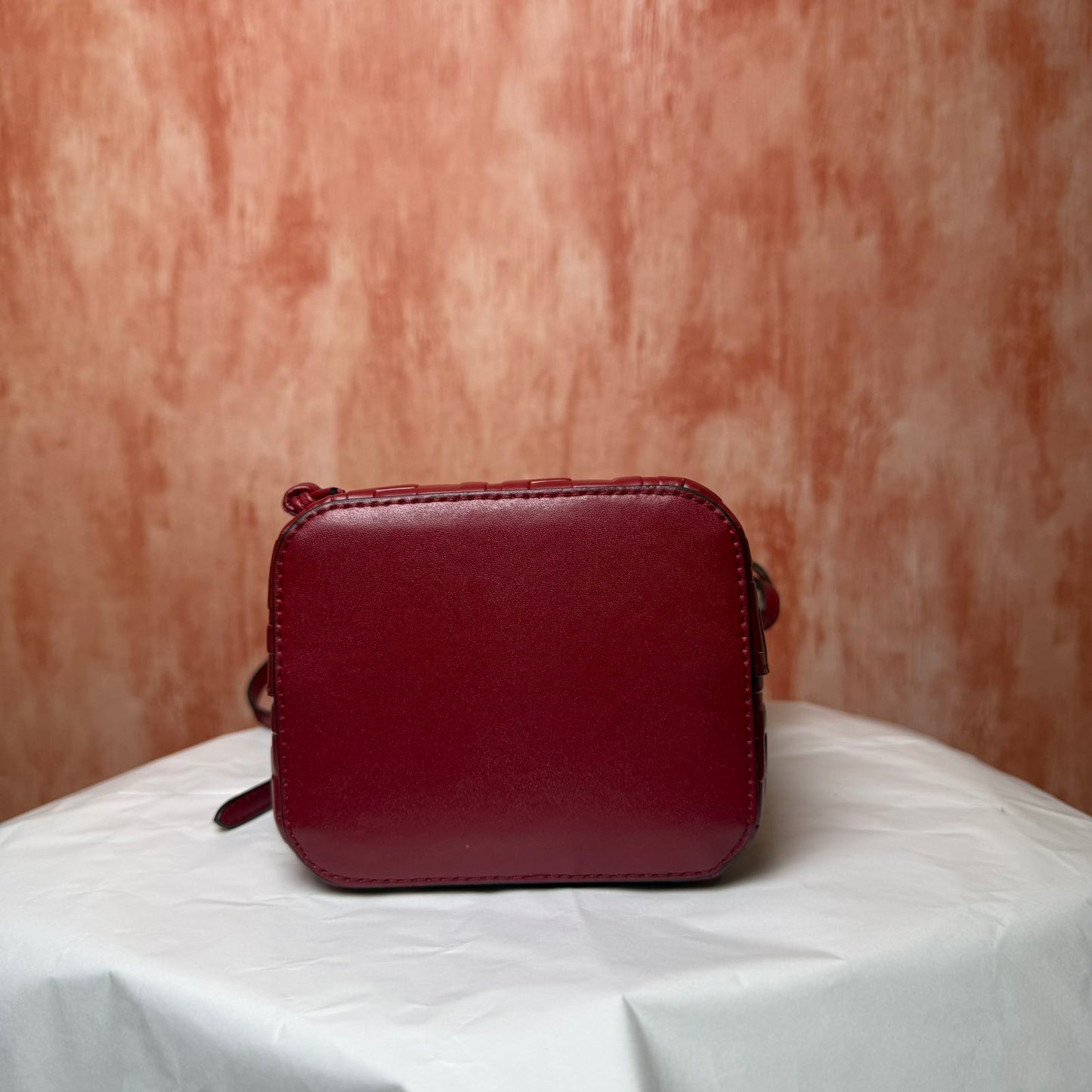Fendi Embossed Leather Mon Tresor Mini Bucket Bag - Red 4.75" H x 4" W