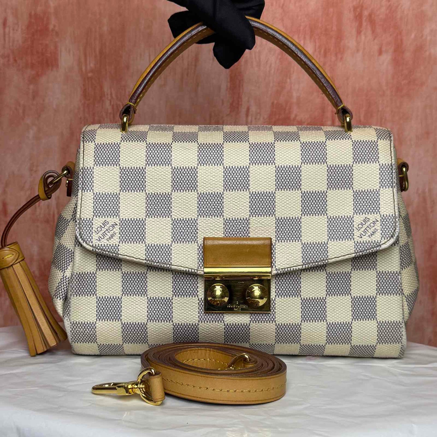 Louis Vuitton Croisette Damier Azur - White and Blue 9.45"L x 6.69"H x 3.74"W