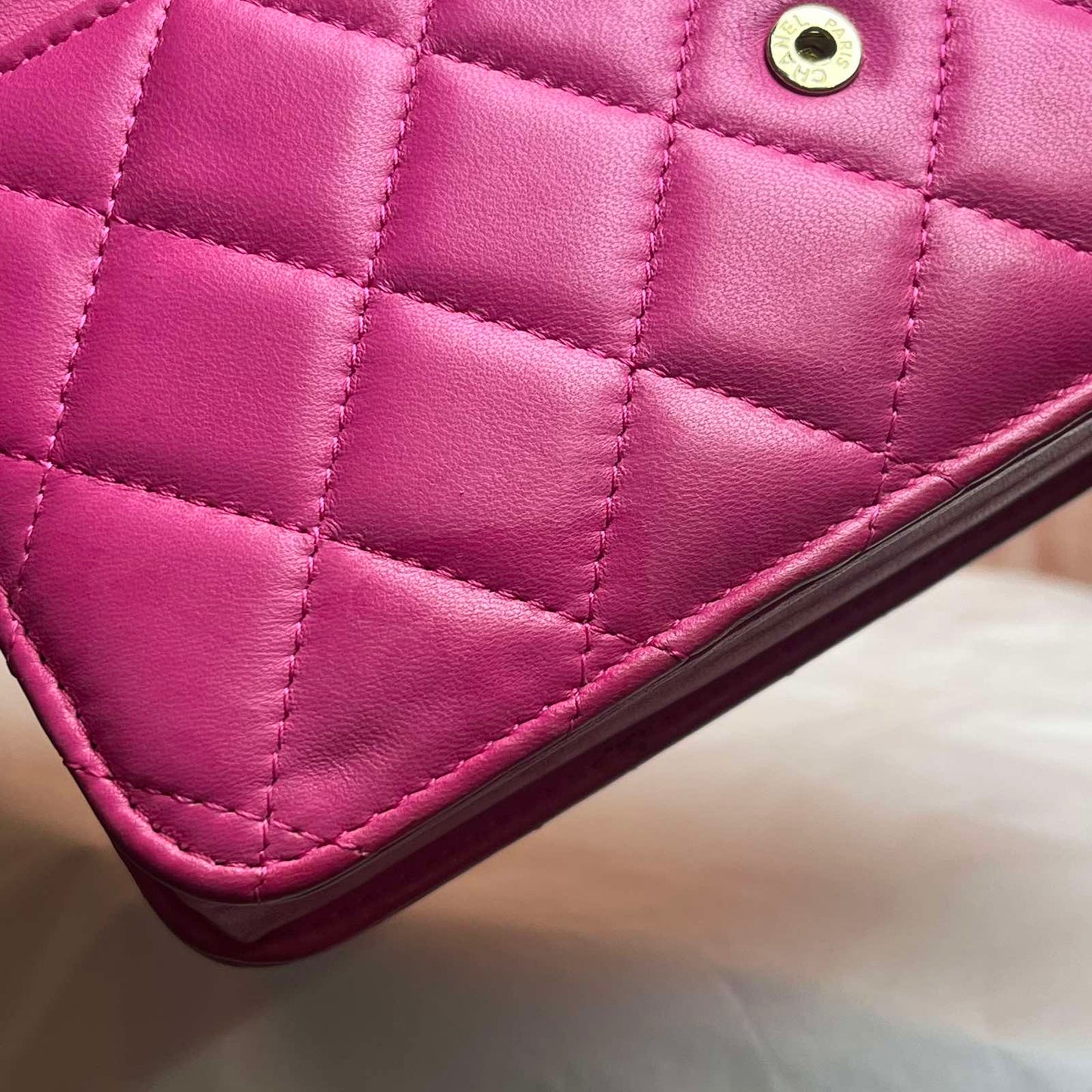 Chanel Classic Wallet On Chain I Lamb-skin - Pink