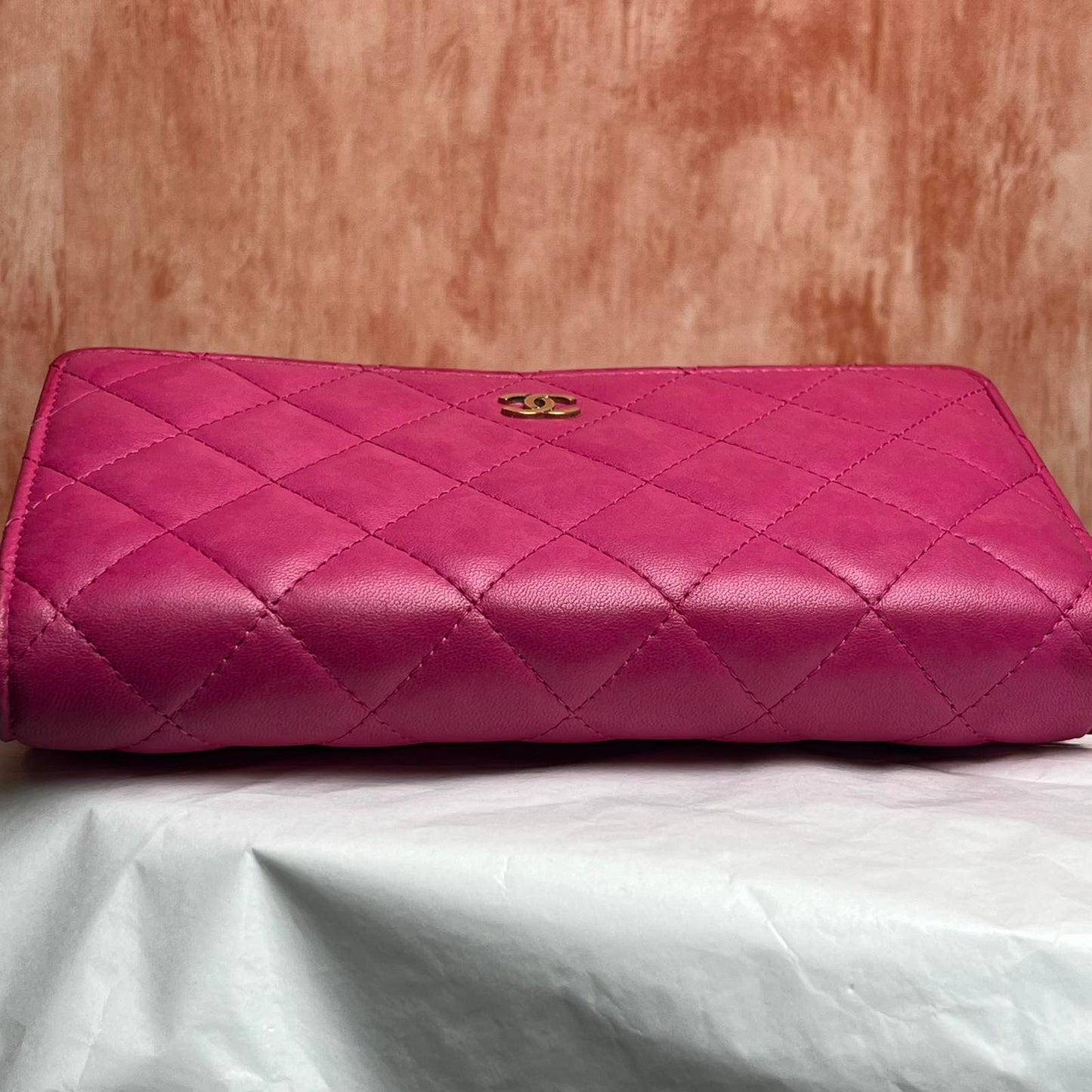 Chanel Classic Wallet On Chain I Lamb-skin - Pink