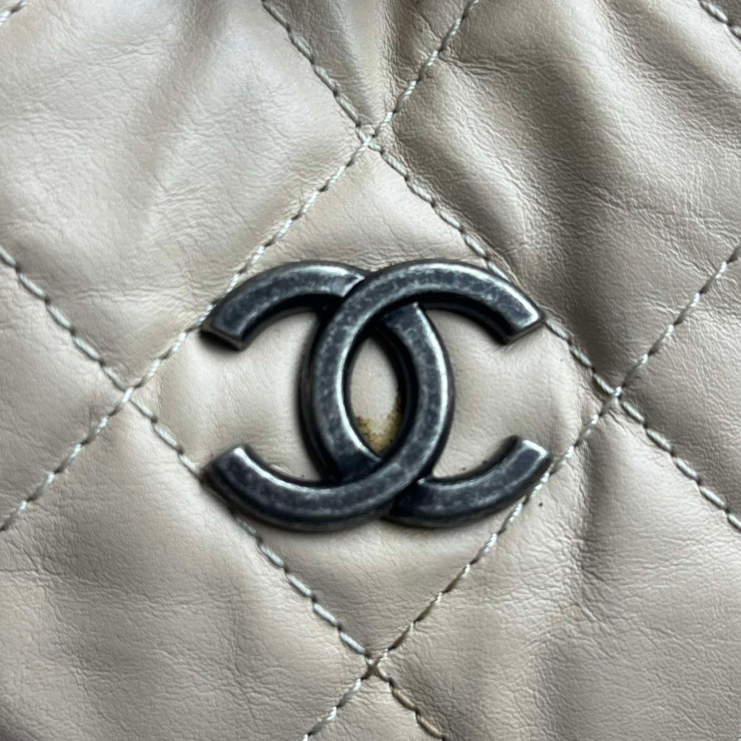 Chanel Gabrielle Backpack - Beige Black 8.9" L x 4.1" W x 9.1" H