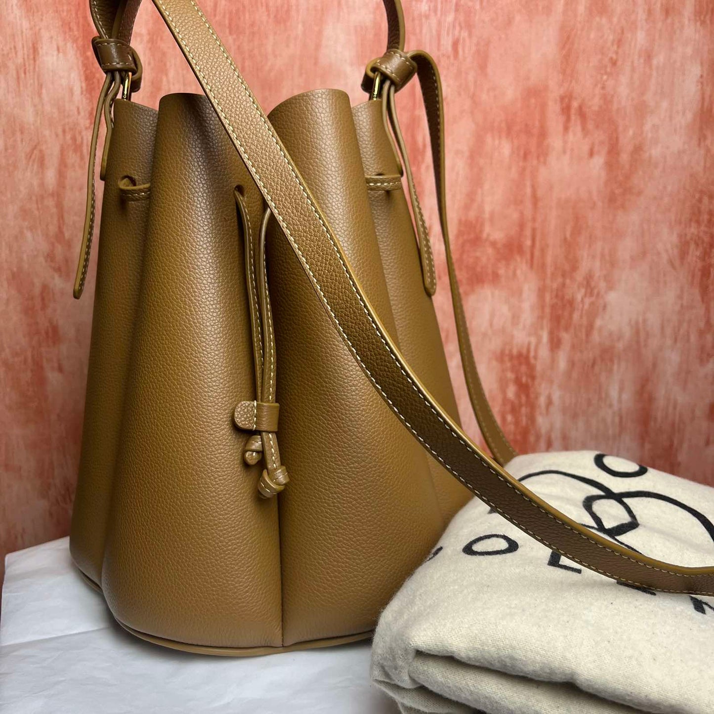 Polene Numero Huit Ed - Textured Camel 7.48"L x 7.09"H x 7.09"W