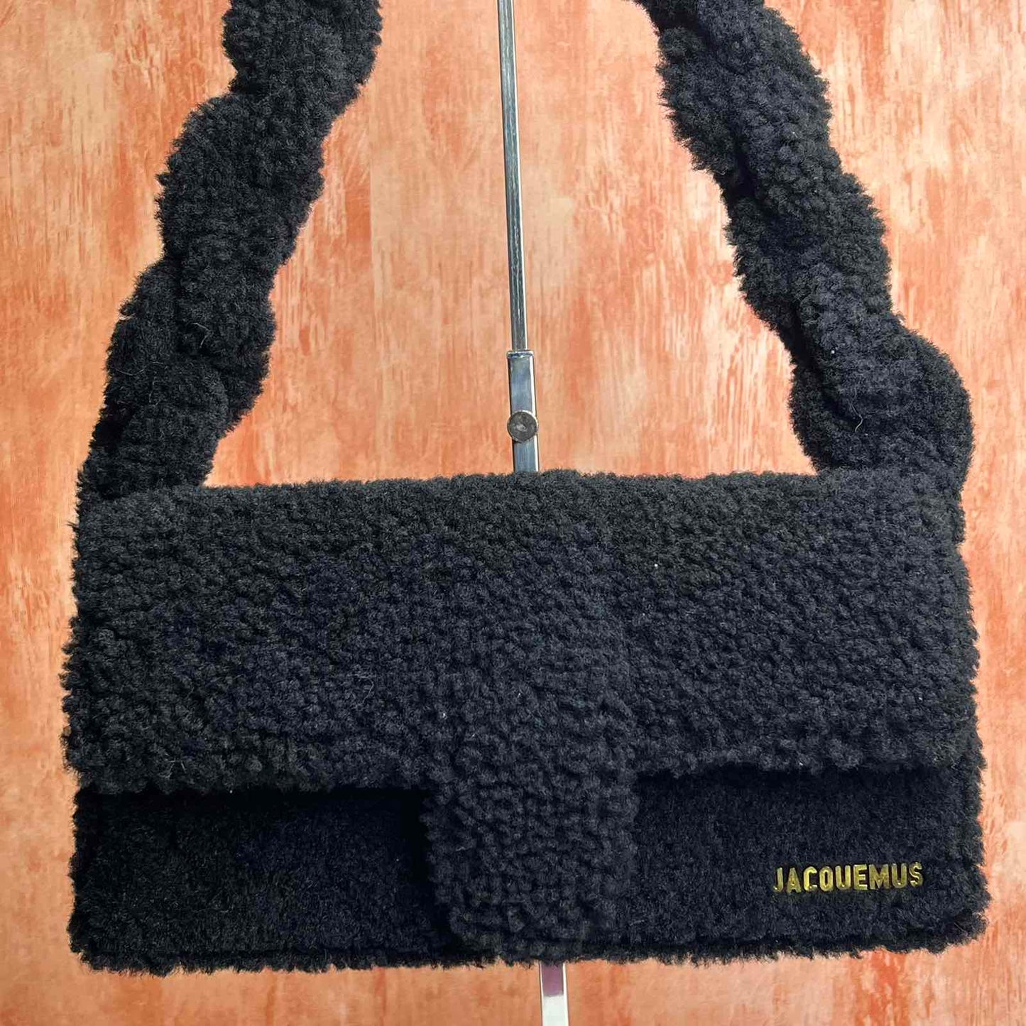 Jacquemus Le Bambidou Fur Black 11.5"L x 6"H x 2.5"W