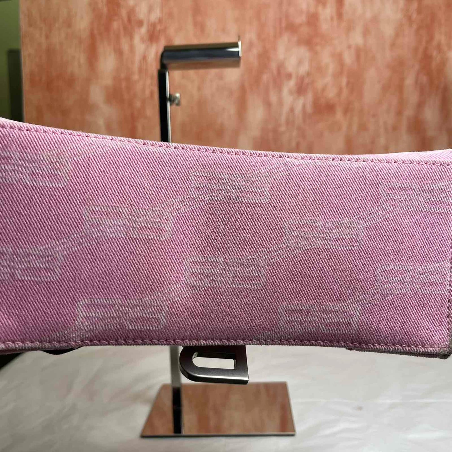 Balenciaga Hourglass Handbag - Pink in Denim 7.4"L x 5.1"H x 3.1"W