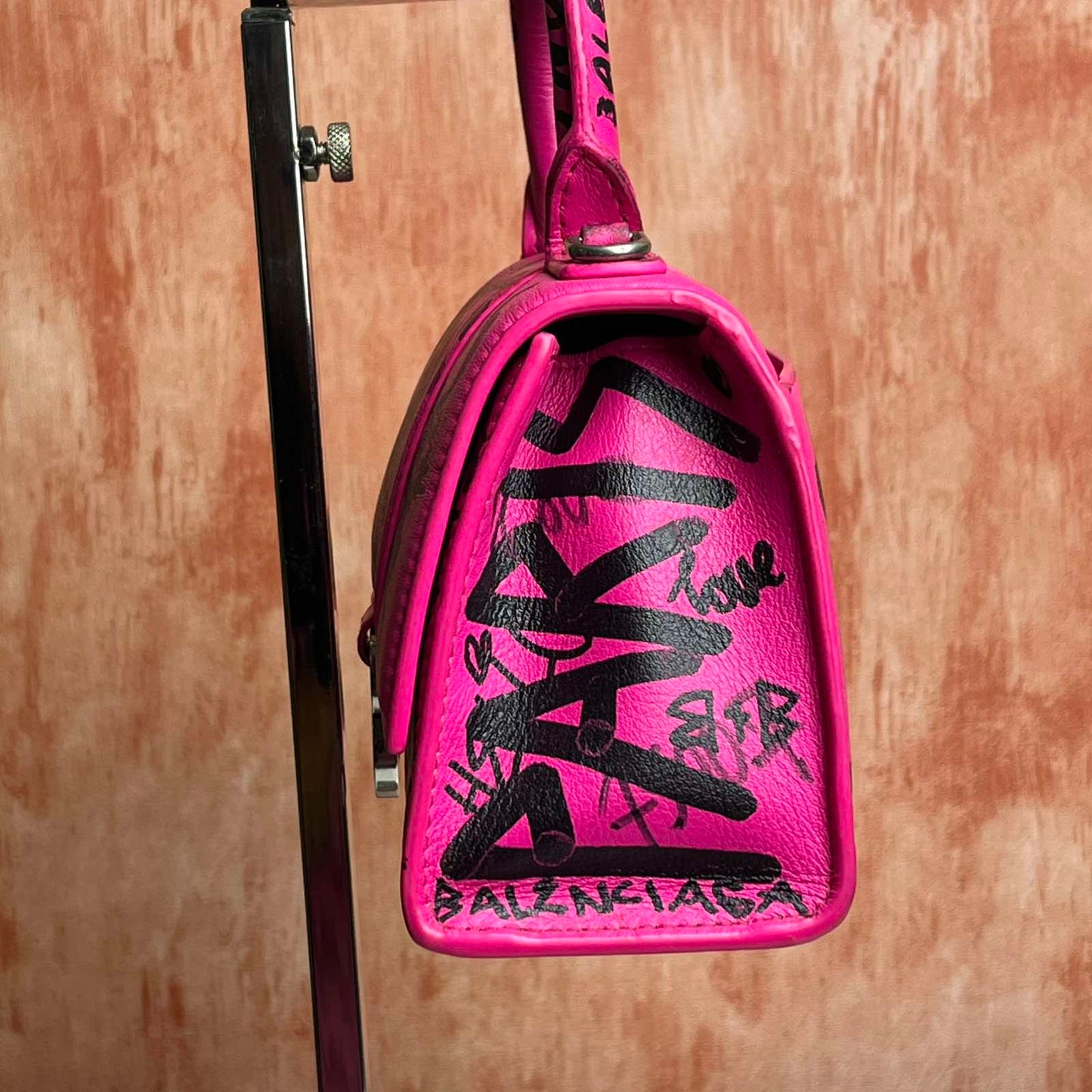 Balenciaga Hourglass Handbag - Pink 8.5"L x 5.5"H x 4"W