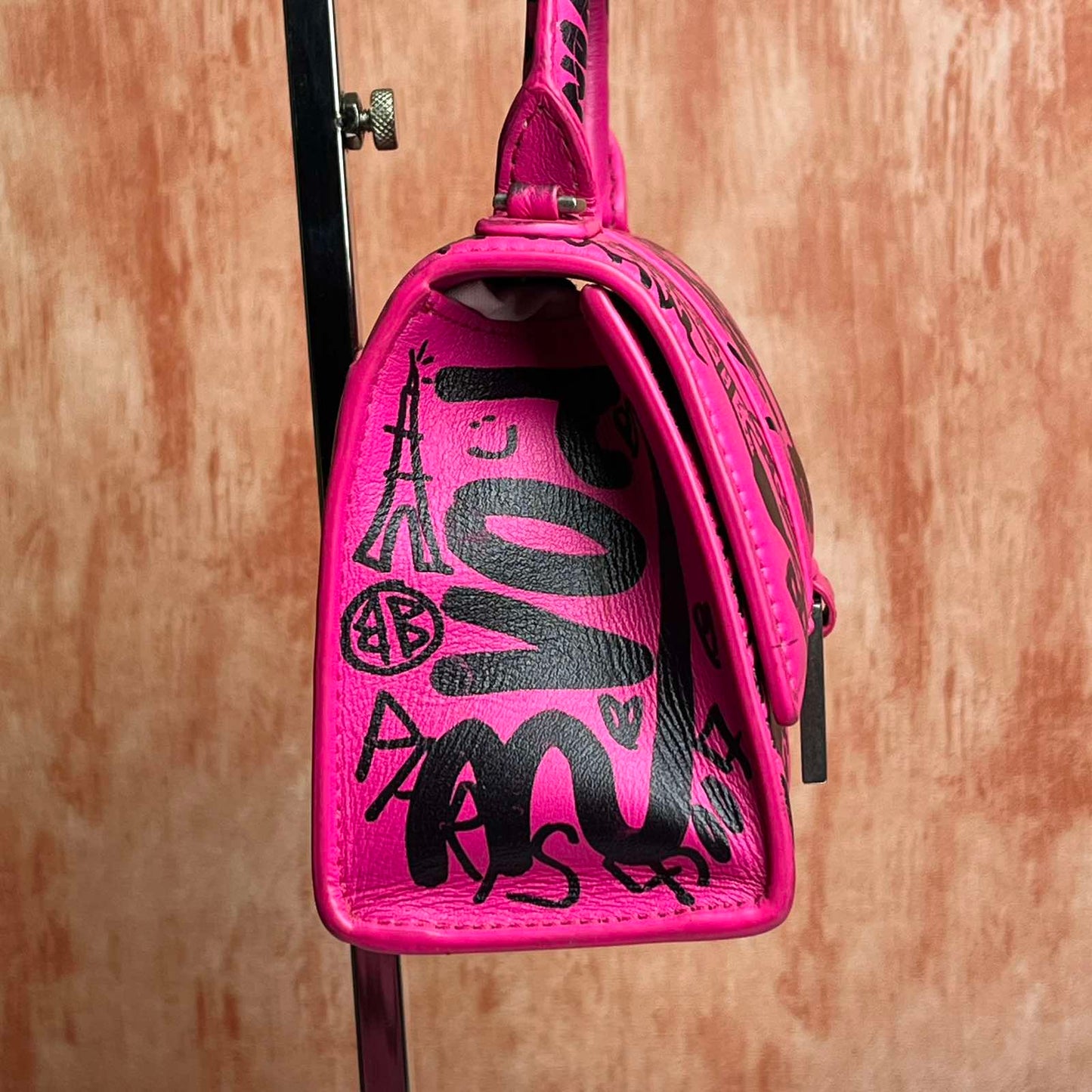 Balenciaga Hourglass Handbag - Pink 8.5"L x 5.5"H x 4"W