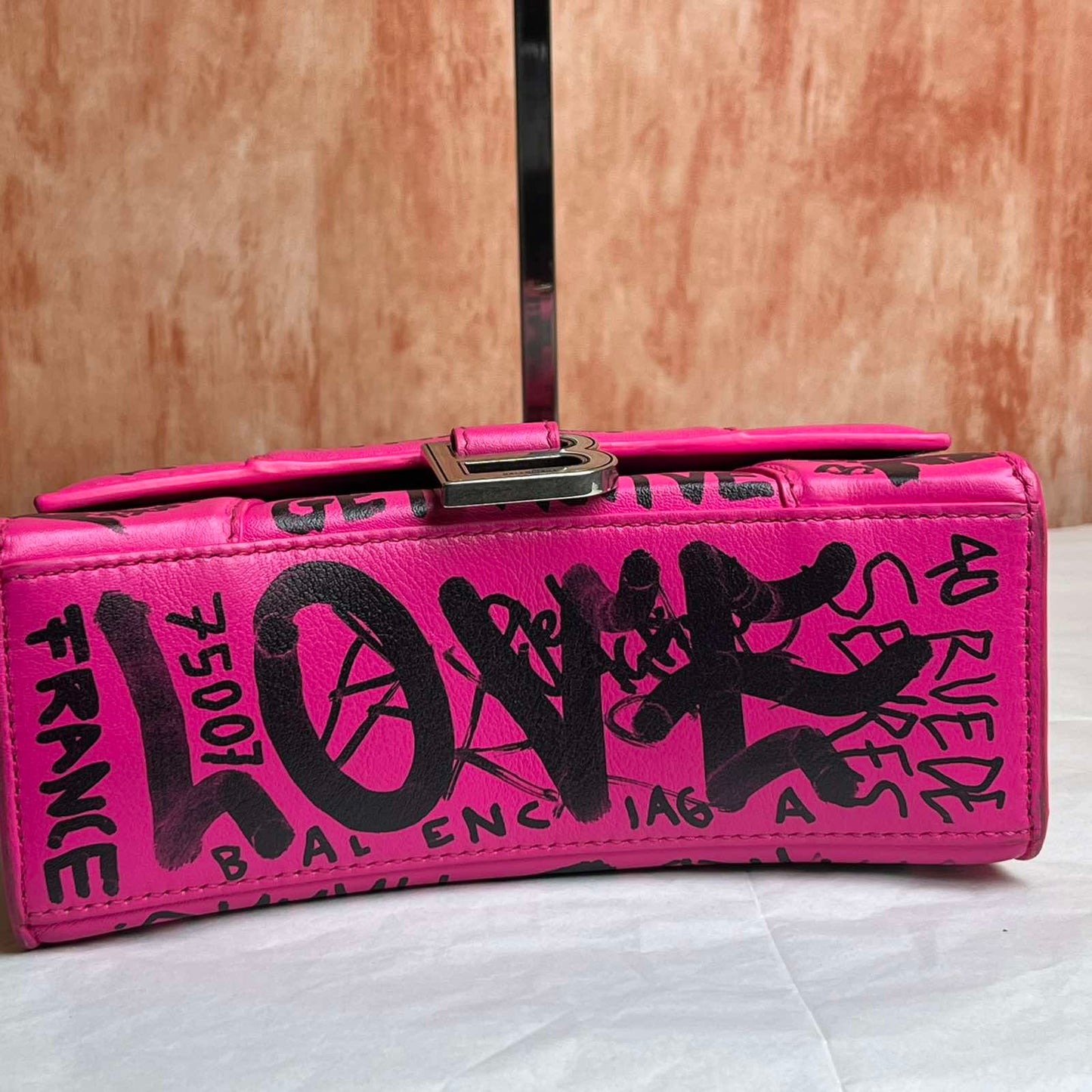 Balenciaga Hourglass Handbag - Pink 8.5"L x 5.5"H x 4"W