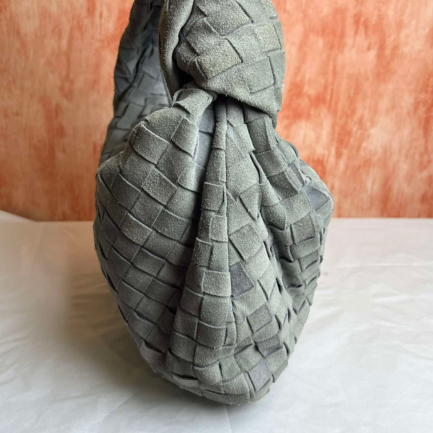 Bottega Veneta Jodie Teen Suede - Grey 8.27"H x 14.17"W x 5.12"D