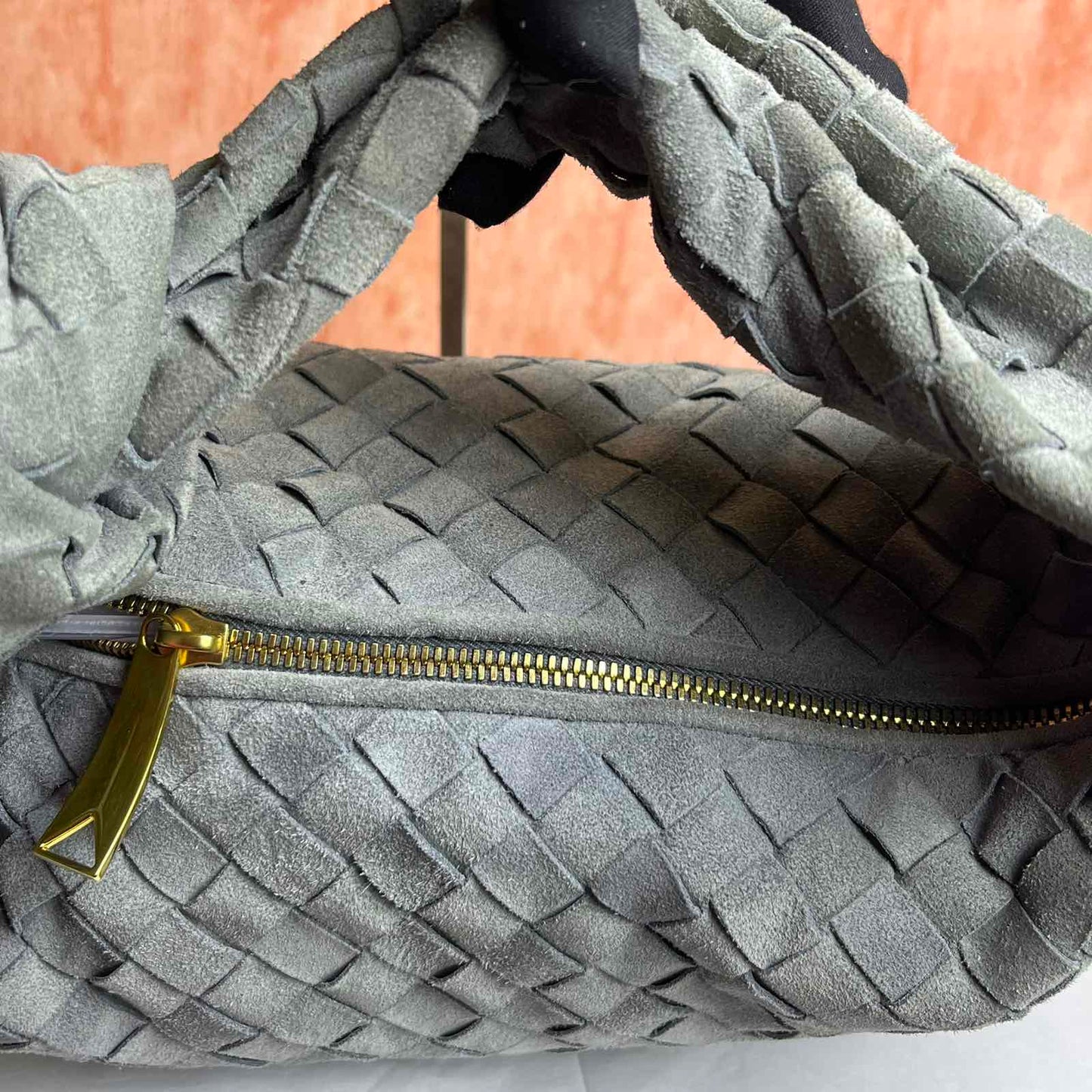 Bottega Veneta Jodie Teen Suede - Grey 8.27"H x 14.17"W x 5.12"D