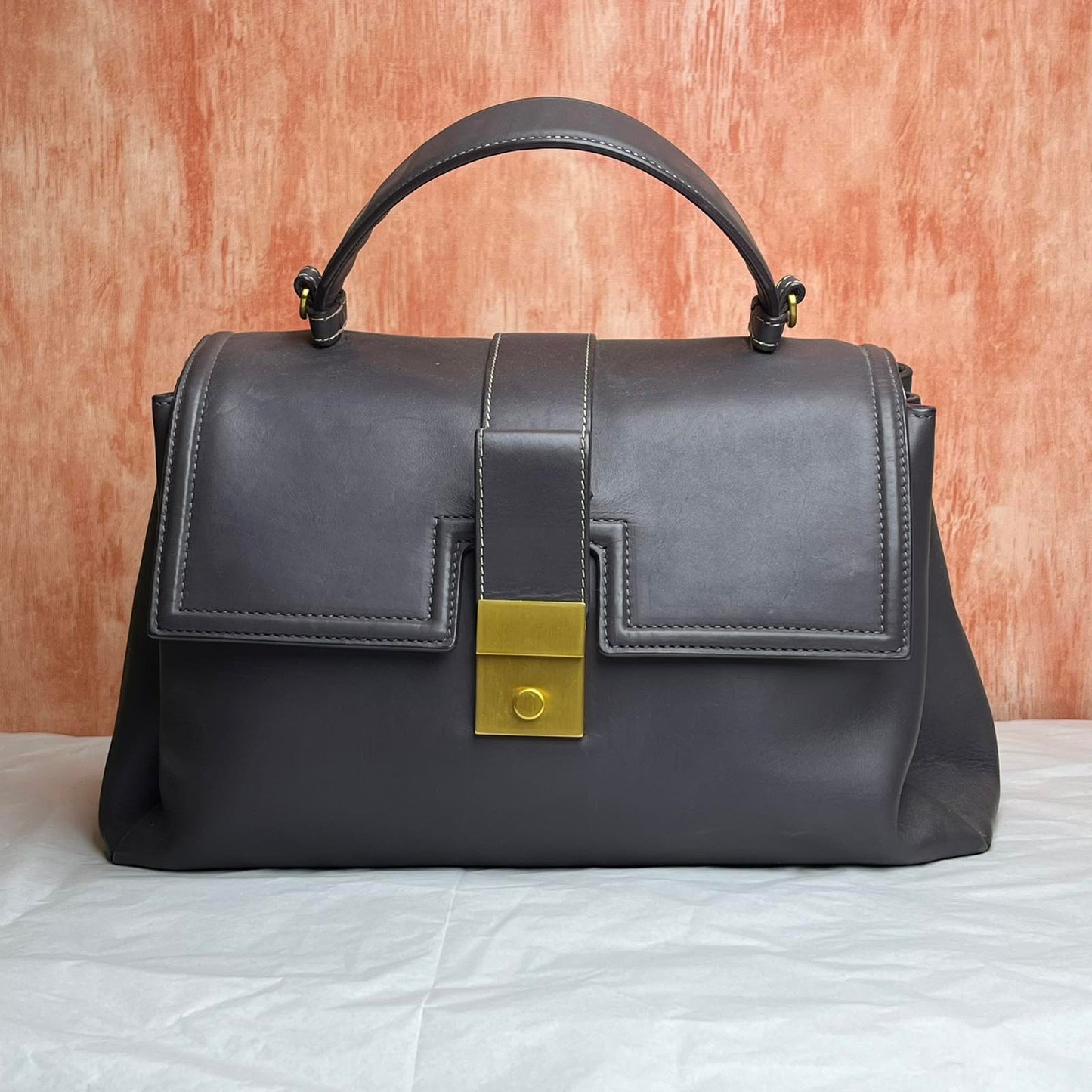 Bottega Veneta Piazza Top Handle Bag Small, Plum – 7.1"H x 9.8"L x 4.7"W
