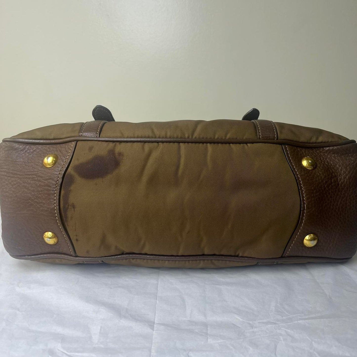 Prada Nylon 2-Way Brown – 8.6"H x 11.8"L x 5.5"W