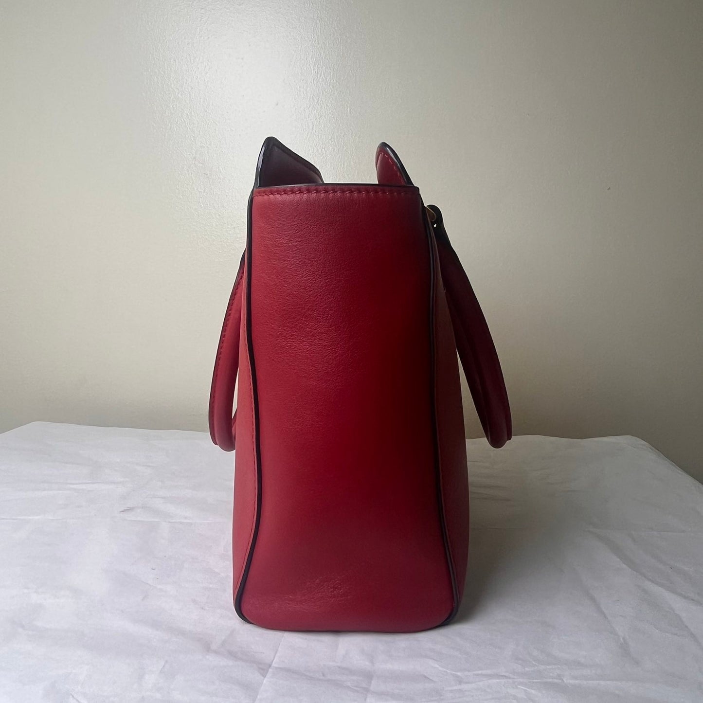 Prada Saffiano Tote – Red – 9.4"H x 13.4"L x 6.3"W