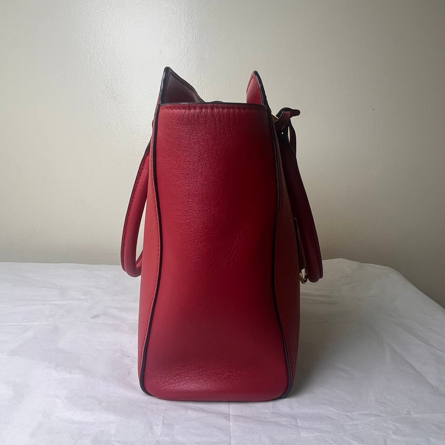 Prada Saffiano Tote – Red – 9.4"H x 13.4"L x 6.3"W