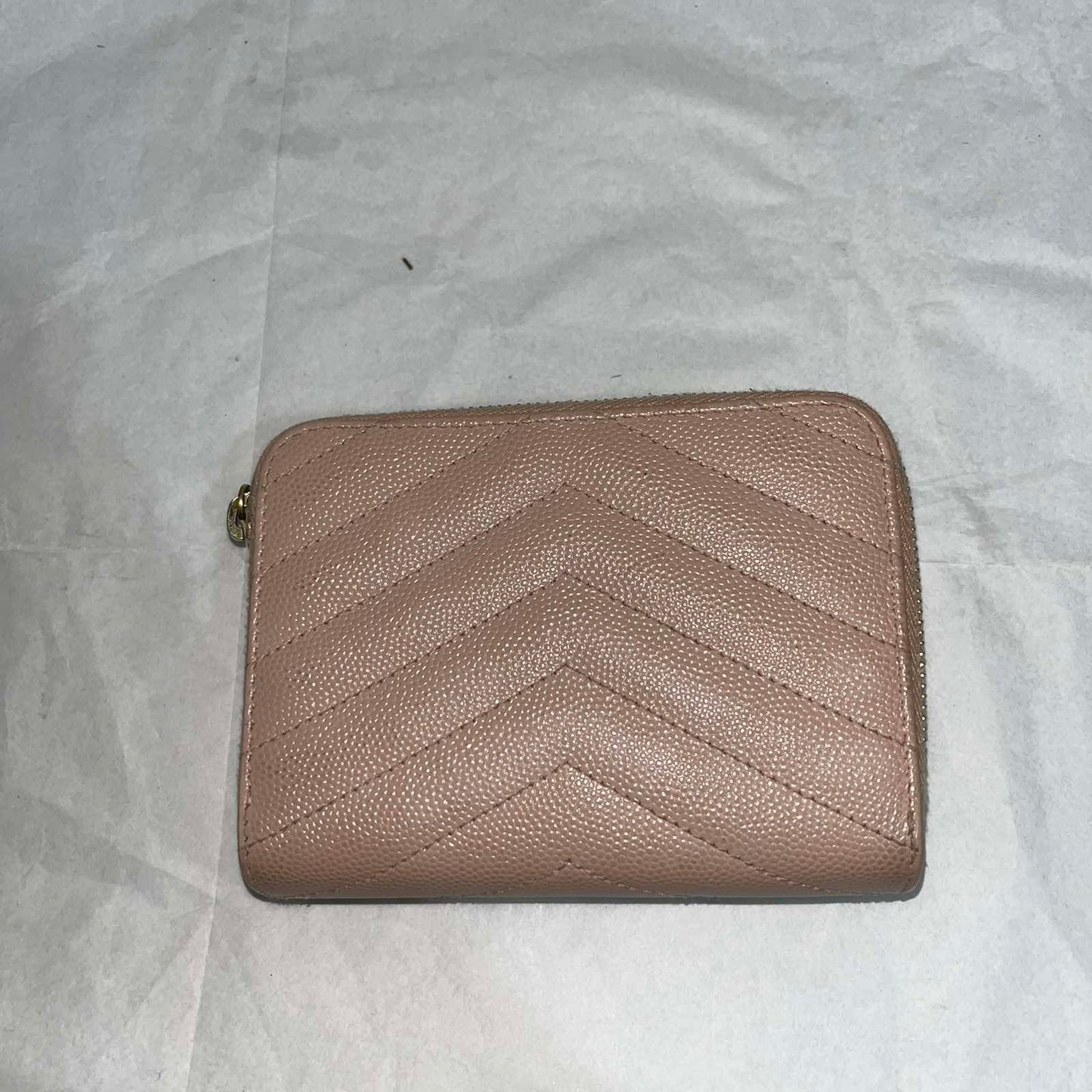 YSL Bi-Fold Wallet, Pink β 3.9"H x 4.5"L x 1"W