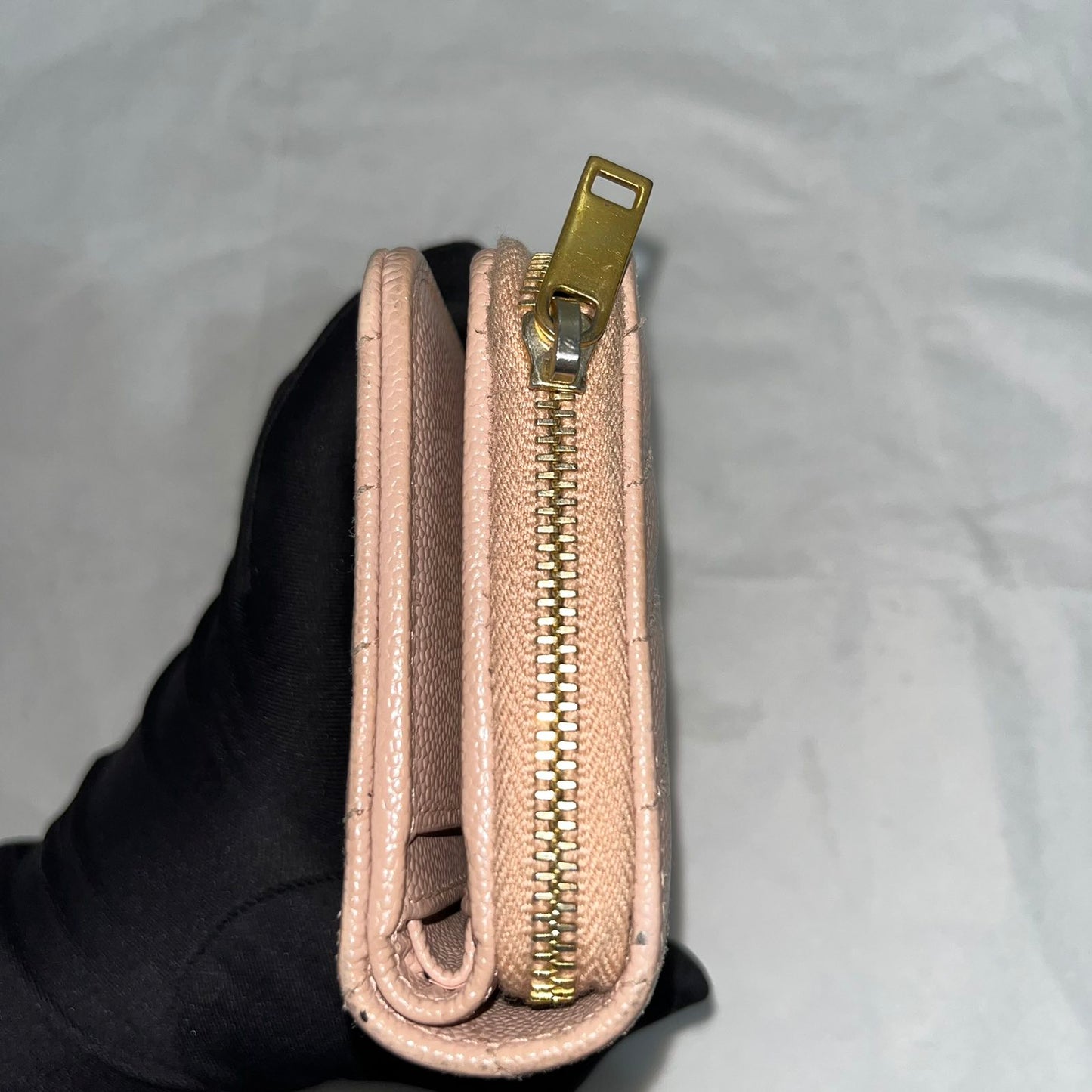 YSL Bi-Fold Wallet, Pink β 3.9"H x 4.5"L x 1"W