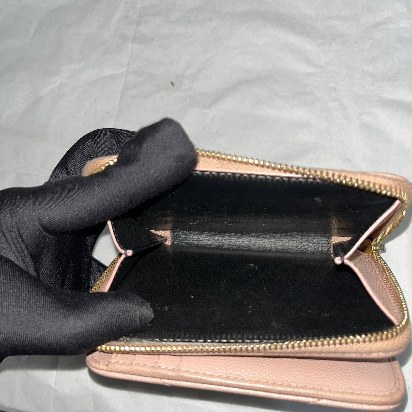 YSL Bi-Fold Wallet, Pink β 3.9"H x 4.5"L x 1"W