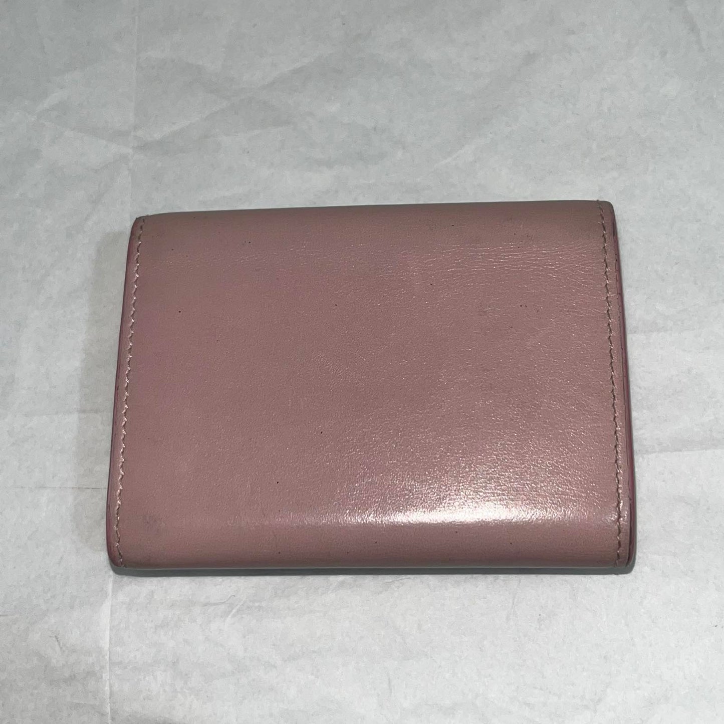 YSL Tri-Fold Wallet, Pink β 3.5"H x 5.5"L x 1.2"W