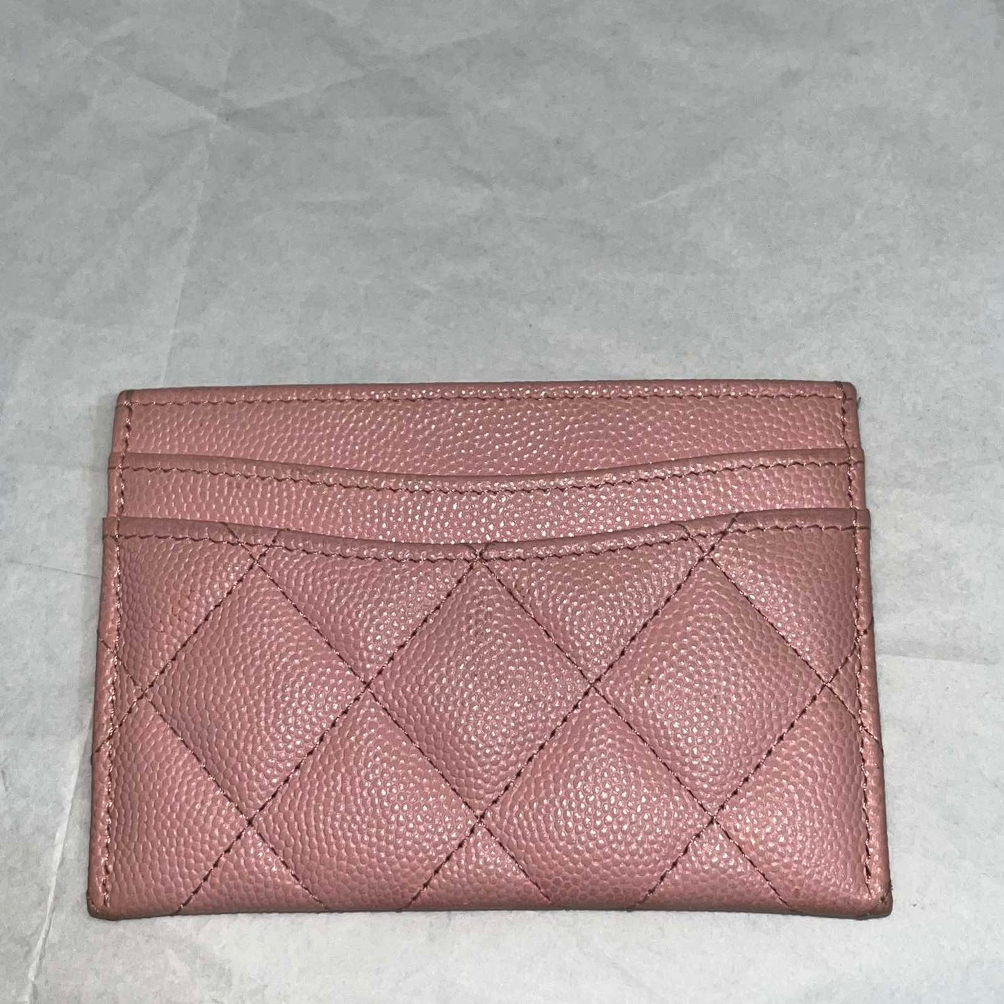 Chanel Card Holder, 22C Pink Caviar β 3"H x 4.3"L